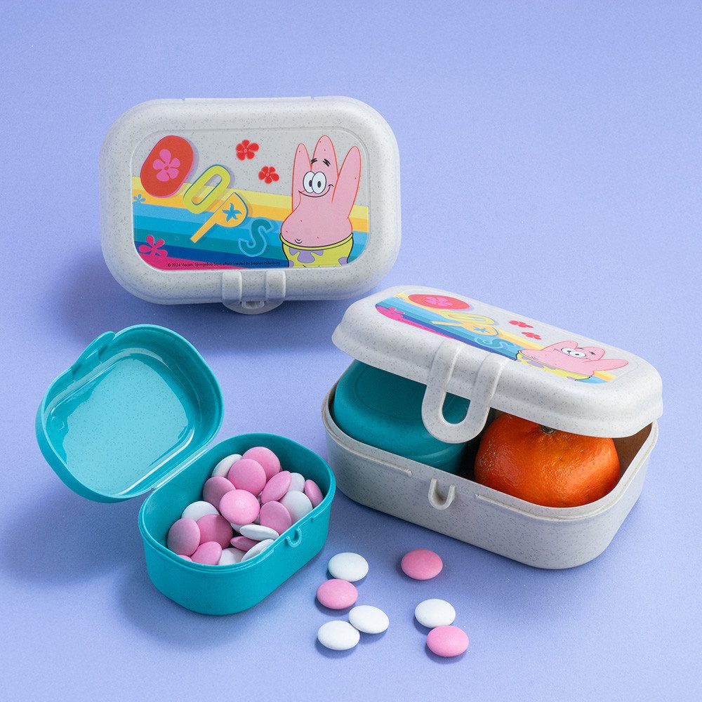 KOZIOL Lunchbox PASCAL READY MINI SPONGEBOB PATRICK Lunchbox-Set, Kunststoff, (Set, 3-tlg), spülmaschinengeeignet, mikrowellengeeignet