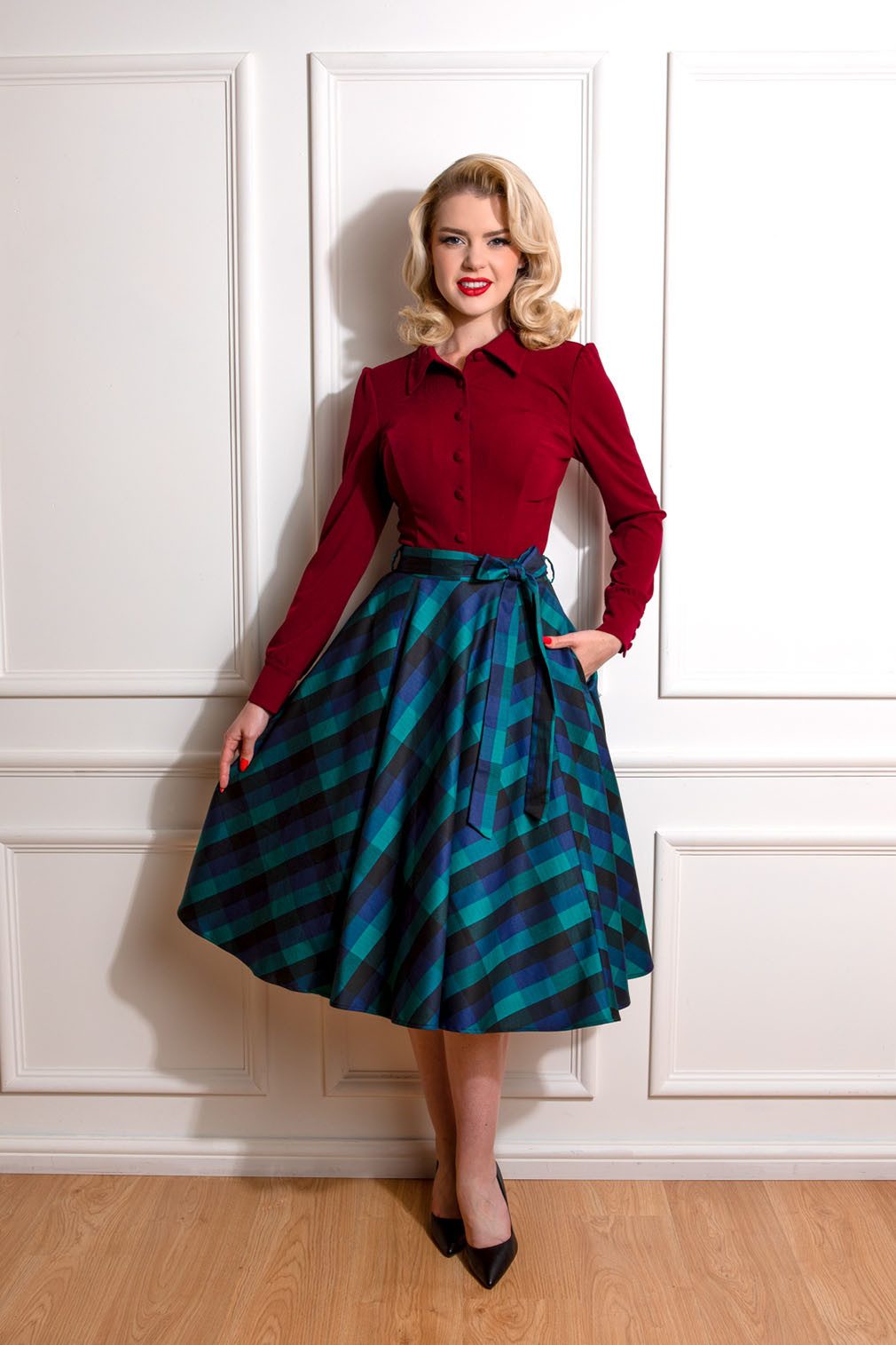 Hearts & Roses London A-Linien-Rock Louisa Check Vintage Retro Rockabilly 5 günstig online kaufen