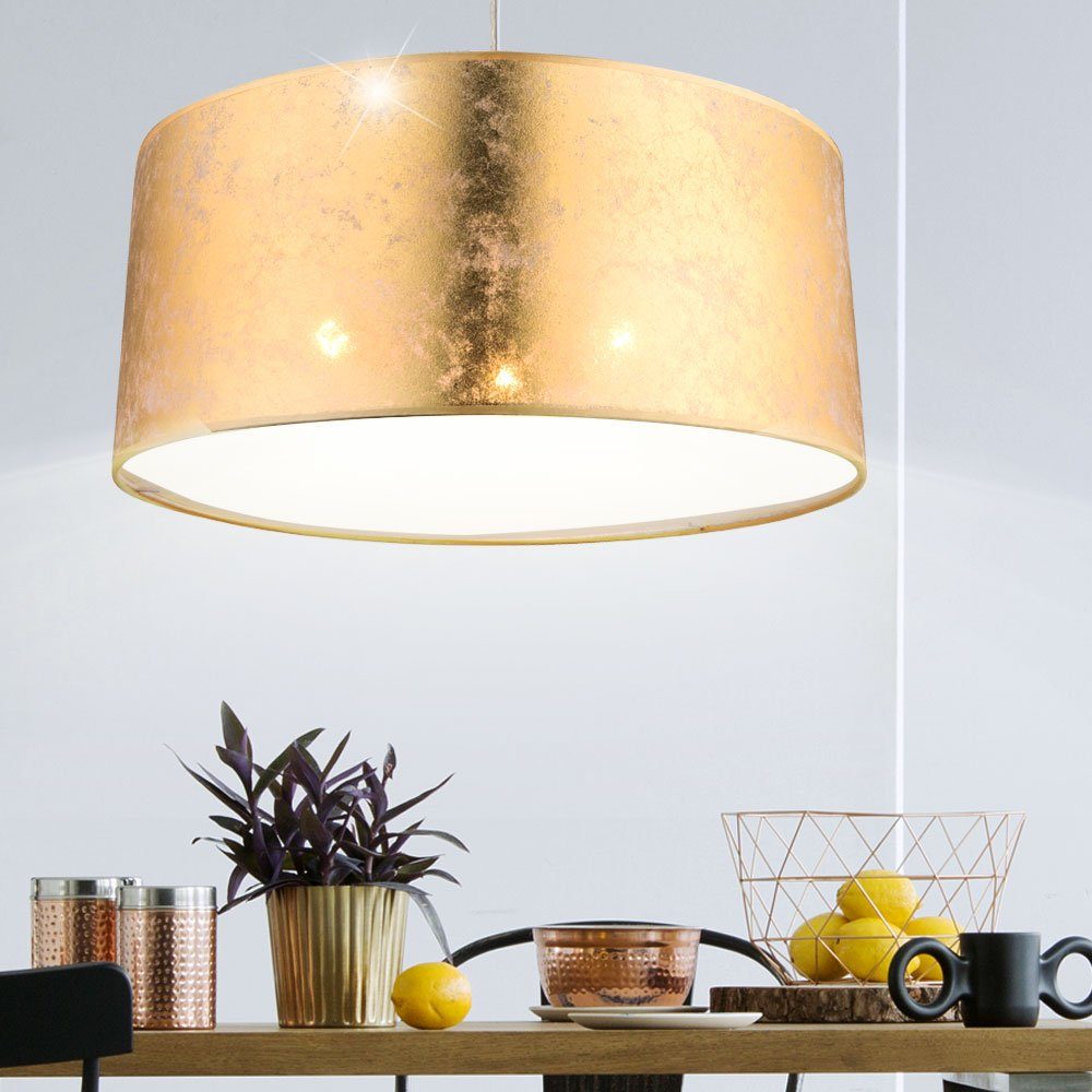 Leuchte Lampe Gold nicht Hänge inklusive, Leuchtmittel Gästezimmer Decken etc-shop Deckenleuchte, Elegante Pendel Stoff