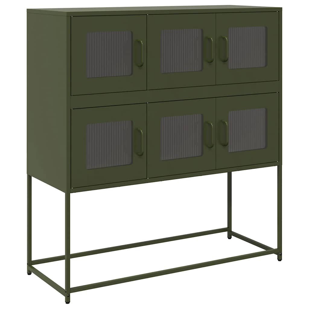 vidaXL Sideboard Sideboard Olivgrün 100,5x39x107 cm Kaltgewalzter Stahl (1 St)