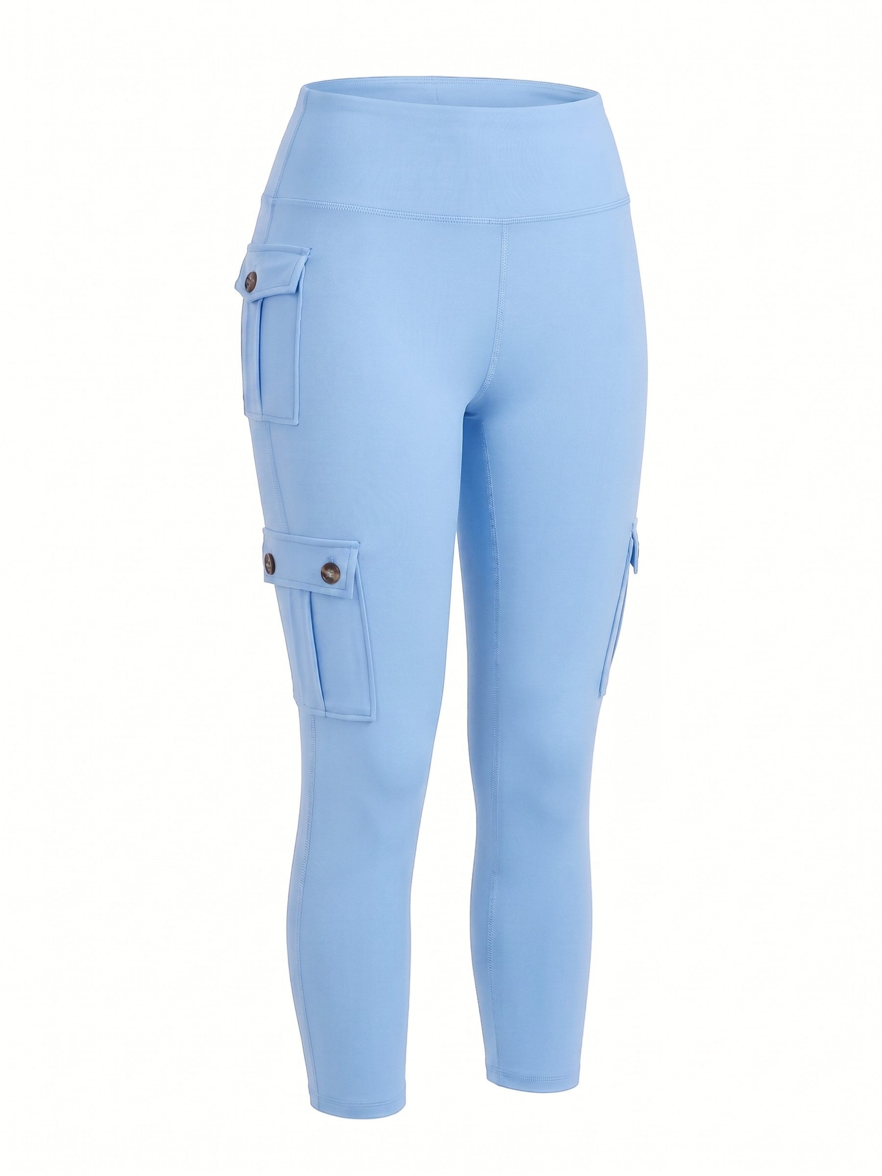 FemmeTone Caprileggings High Waist Sport-Leggings Damen – Yoga & Workout Stretch-Leggings Cargo-Capri-Leggings mit Handy-Taschen – 3/4 Sport Tights