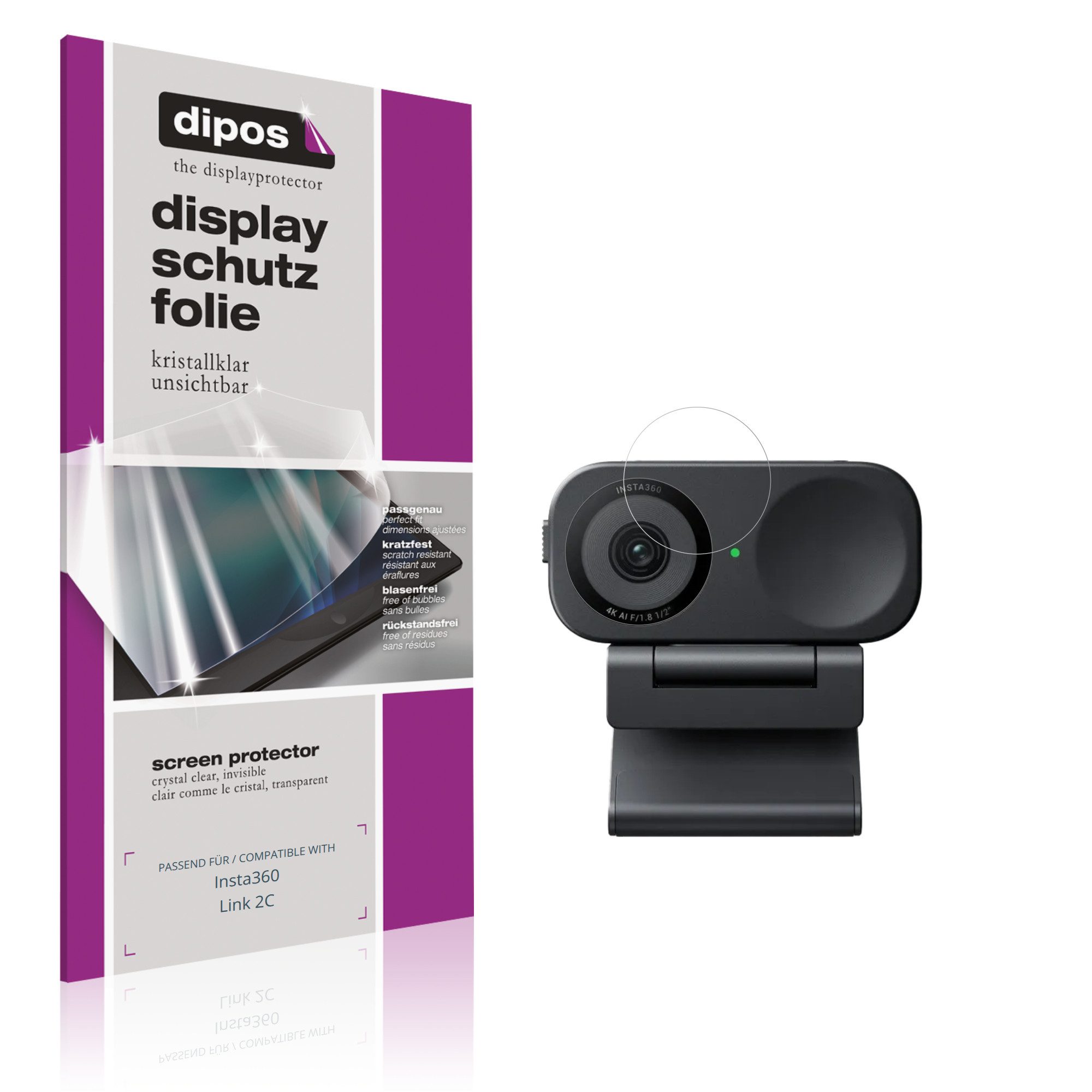 dipos Displayschutzfolie Schutzfolie für Insta360 Link 2C, 4 Stück, Displayschutz Schutz Folie Made in Germany