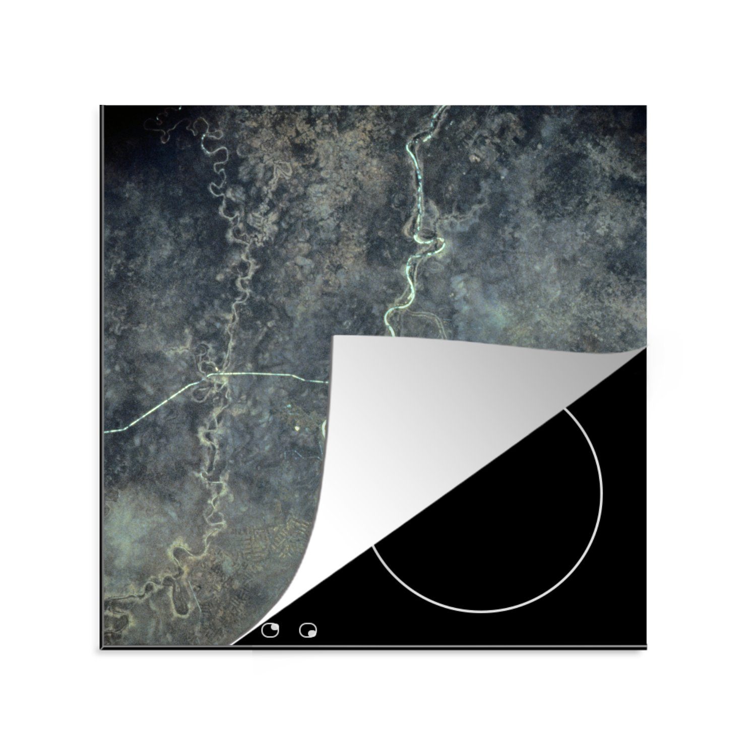 Arbeitsplatte Fluss Herdblende-/Abdeckplatte Nebel, für Ceranfeldabdeckung, 78x78 Vinyl, im MuchoWow cm, (1 küche tlg),