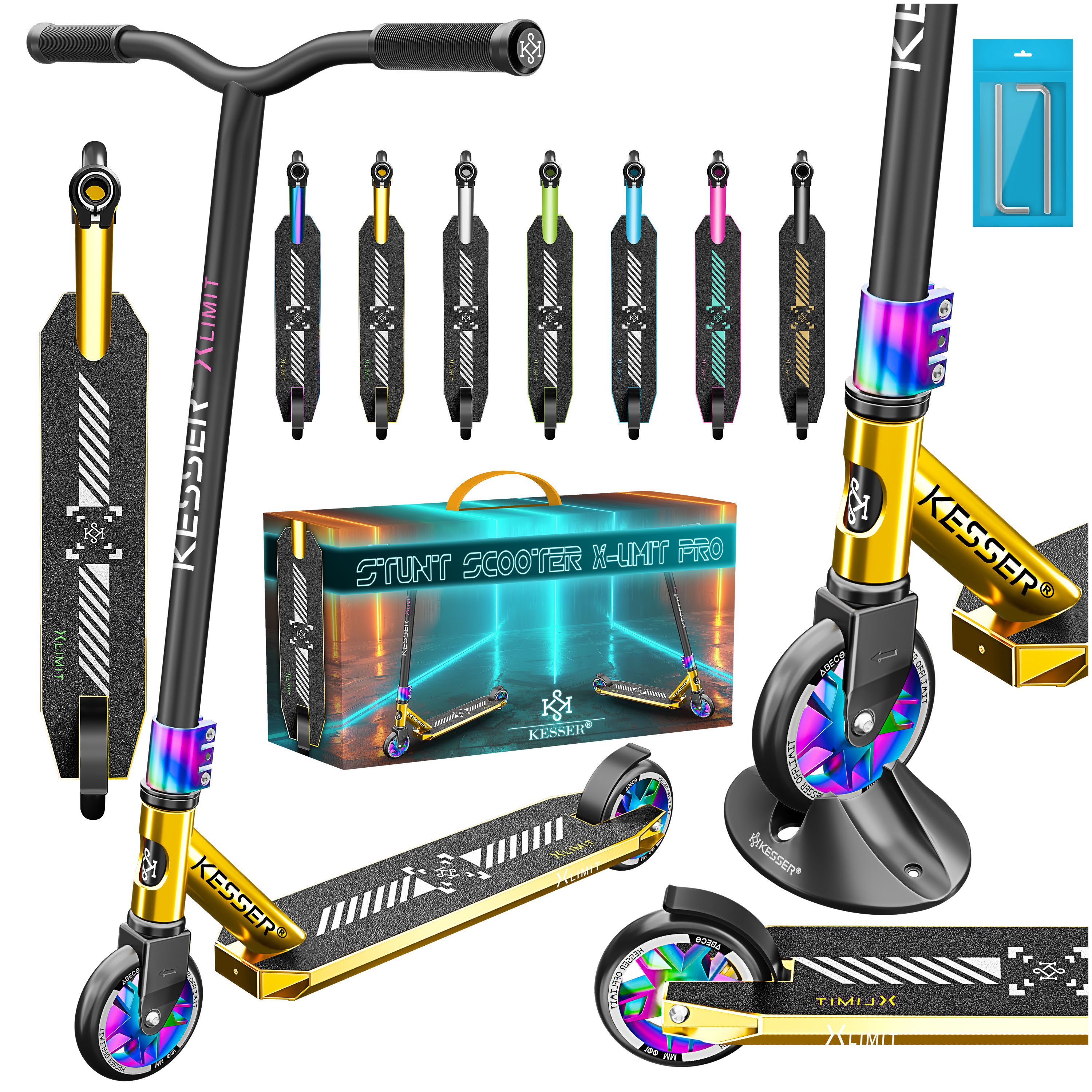 KESSER Scooter, Stunt Scooter X-Limit-Pro 360° Lenkung Funscooter Stuntscooter