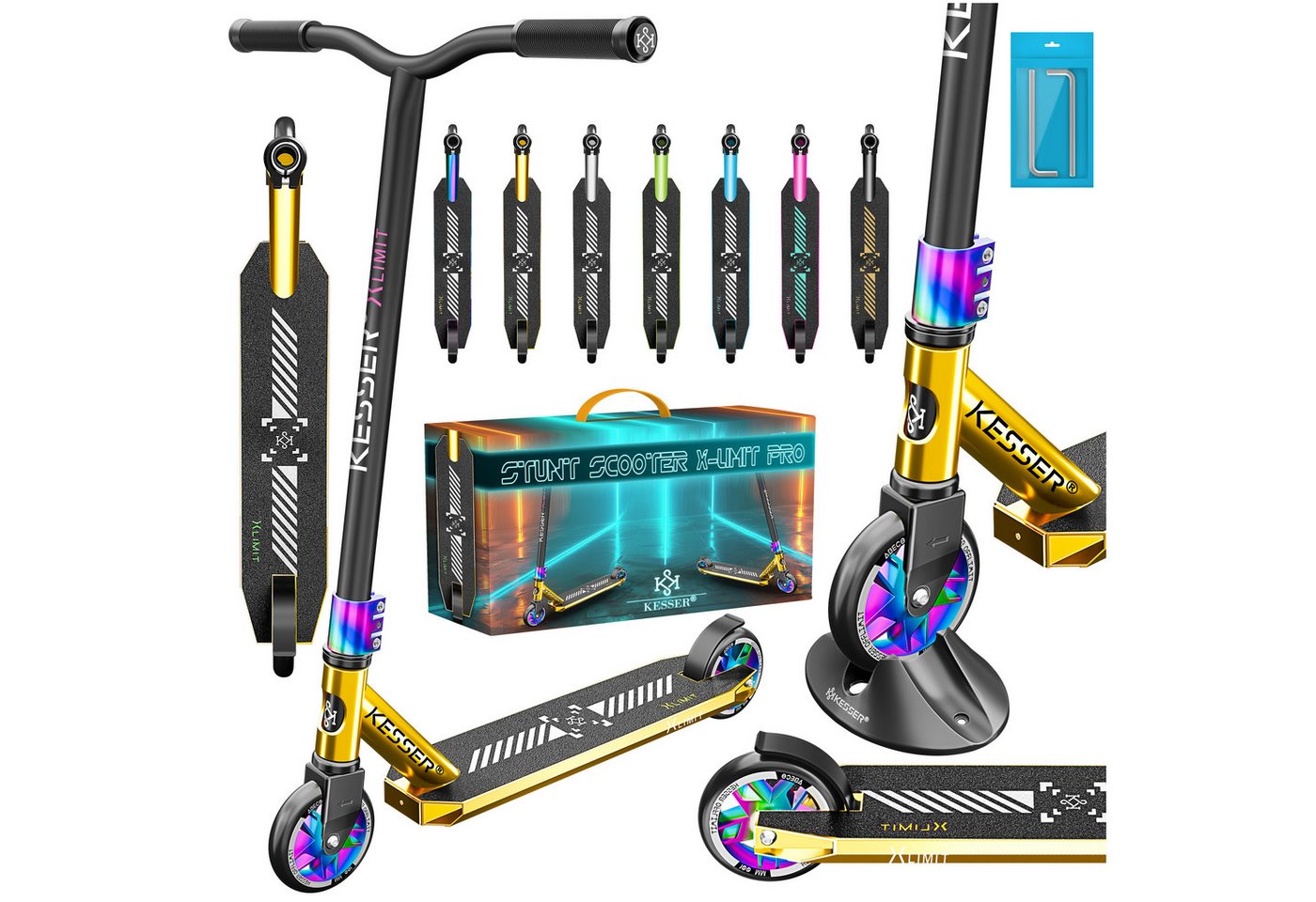 KESSER Scooter, Stunt Scooter X-Limit-Pro 360° Lenkung Funscooter Stuntscooter