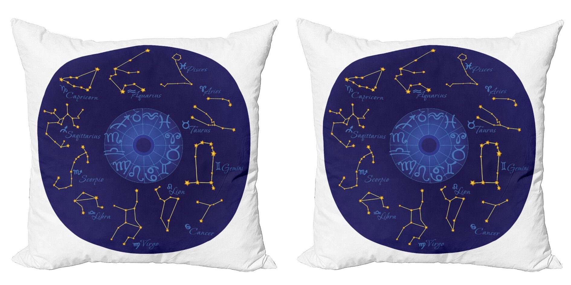 Kissenbezüge Modern Accent Doppelseitiger Digitaldruck, Abakuhaus (2 Stück), Tierkreis Runde Form Astrologie Karte