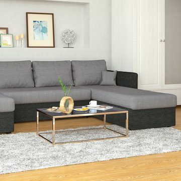 Vicco Wohnlandschaft Ecksofa mit Schlaffunktion XXL Grau / Anthrazit, mit Stauraum