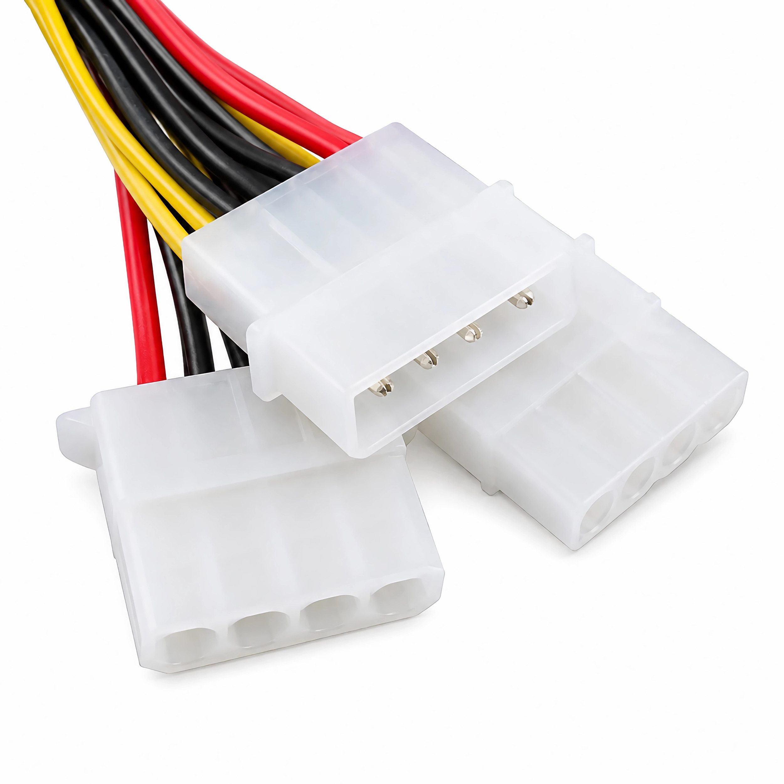 Bolwins K15 Kabel IDE Stromkabel 2x 4pin Molex Buchse an 4pin Molex Stecker PC Computer-Kabel, 4-Pin Molex-Stecker (5,25", männlich), 2x 4-Pin Molex-Buchse (5,25", weiblich) (15 cm), IDE-Y-Stromadapterkabel