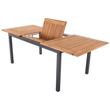 Hartman Gartentisch SOUTH-WALES, XERIX/NATUR, Alu/FSC-Teak, 150/210x90 cm, Synchronauszug, Esstisch für bis zu 6-8 Personen, belastbar bis ca. 75 kg