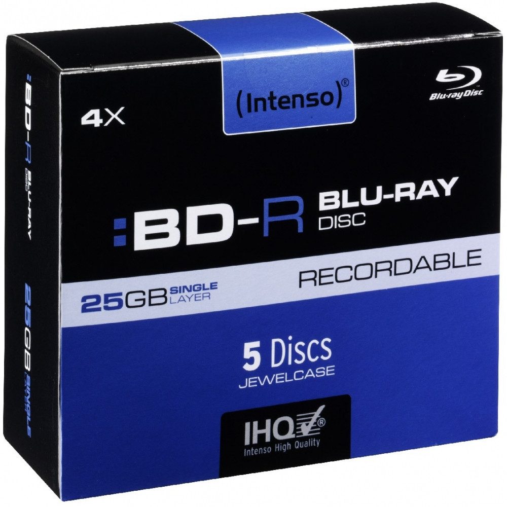 Intenso Blu-ray-Rohling 5001215 BD-R 4x 25GB Blu-ray Disc für Datenarchivierung
