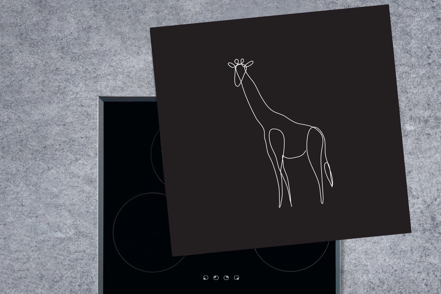 MuchoWow Herdblende-/Abdeckplatte Giraffe - Schwarz tlg), - 78x78 (1 Tiere, küche für cm, Ceranfeldabdeckung, Vinyl, Weiß Arbeitsplatte 