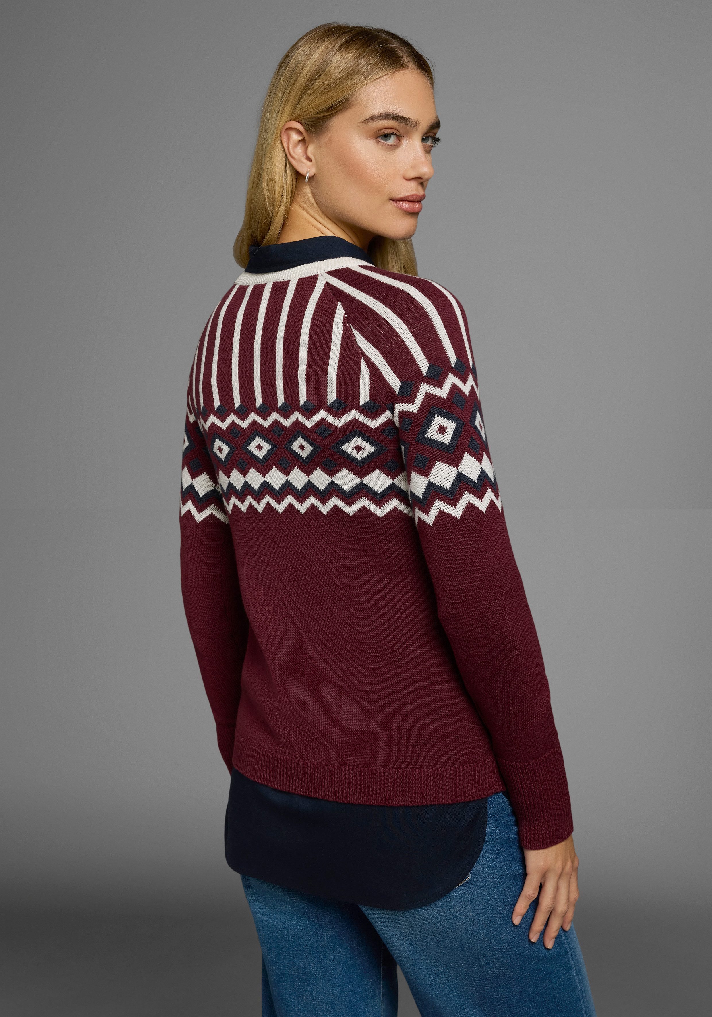 AJC Jacquardpullover mit Norwegermuster in verschiedenen Farbvarianten