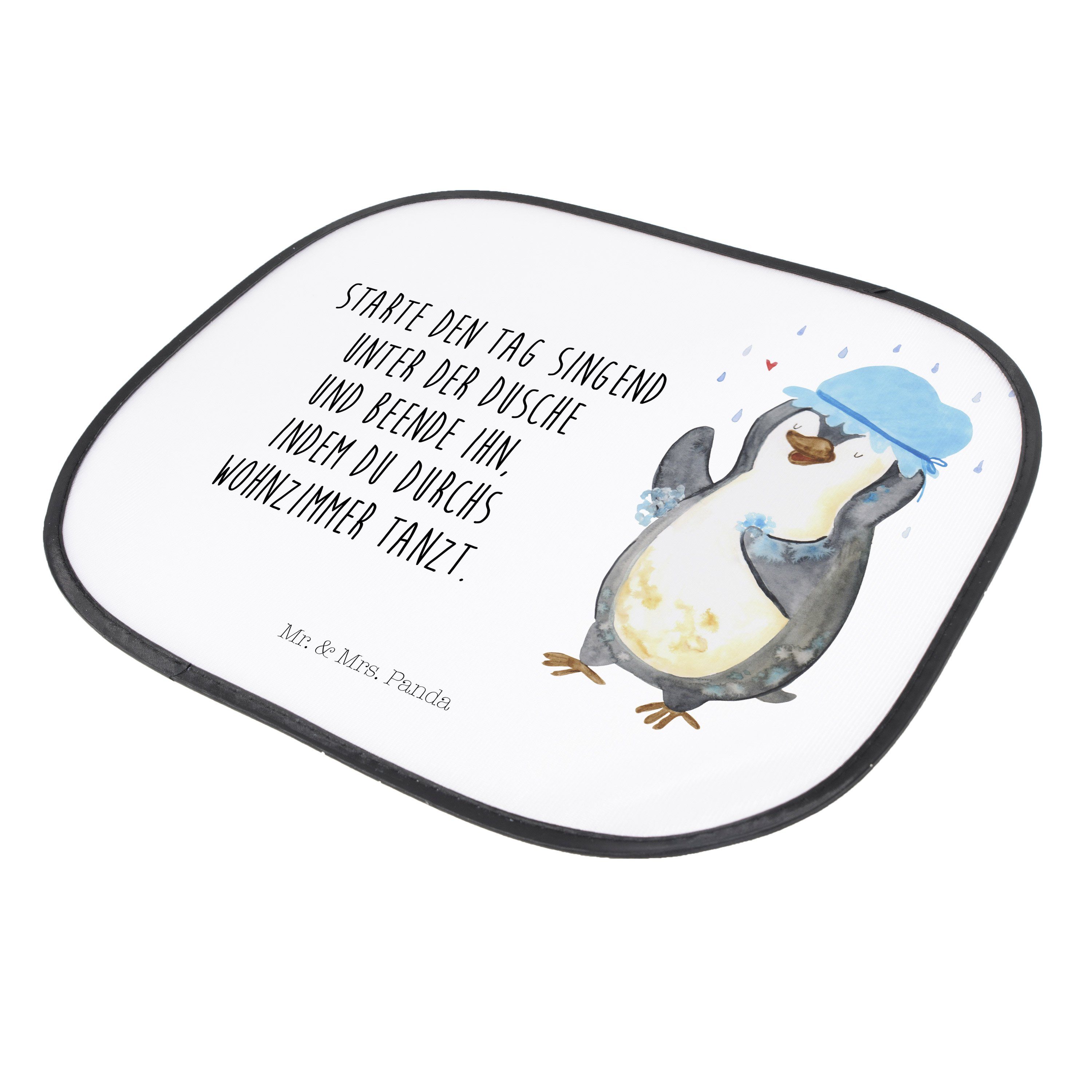 Sonnenschutz Pinguin duscht - Weiß Mr. Panda, - Sonnenschutz, Geschenk, Sonnen, Seidenmatt & Auto Neustart, Mrs