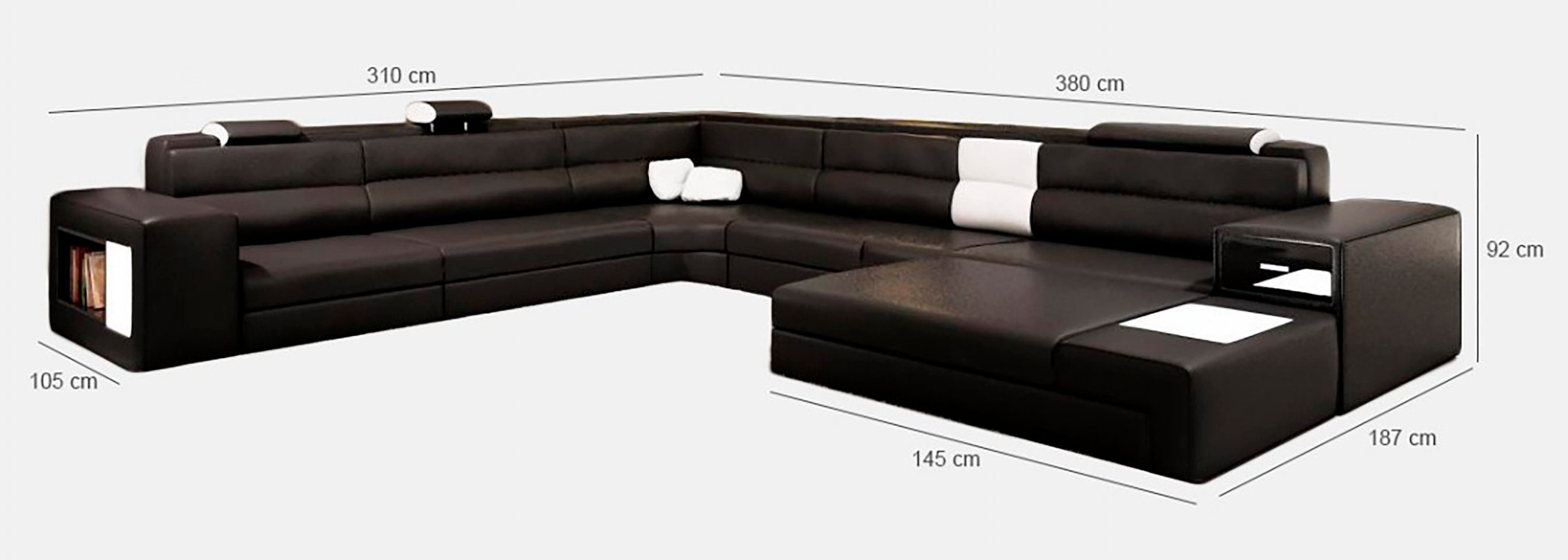 JVmoebel Ecksofa, Ecksofa Sofa Leder Couch Wohnlandschaft Polster Landau Design Textil