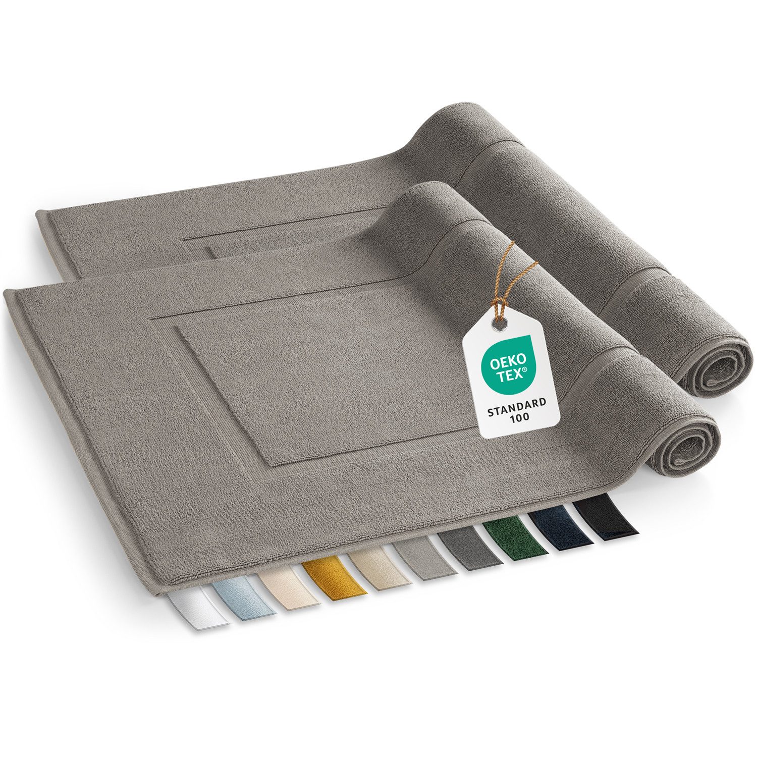 Blumtal Badematte Premium Badezimmerteppich Terry - schnell trocknend & strapazierfähig, Oeko-Tex zertifiziert, 100% Baumwolle, 50x80 cm, Baumwolle, Rechteckig, 2 teilig von Blumtal
