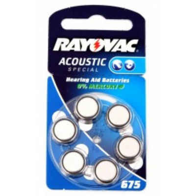RAYOVAC Rayovac Hörgeräte Batterien Blister zu 6 Stück V 675 AT Knopfzelle