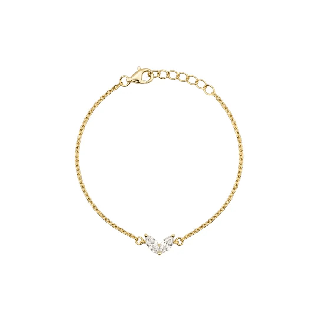 Suzan Gold Silberarmband Suzan Gold® 925 Sterling Silber Armband Damen Marquise Zirkonia