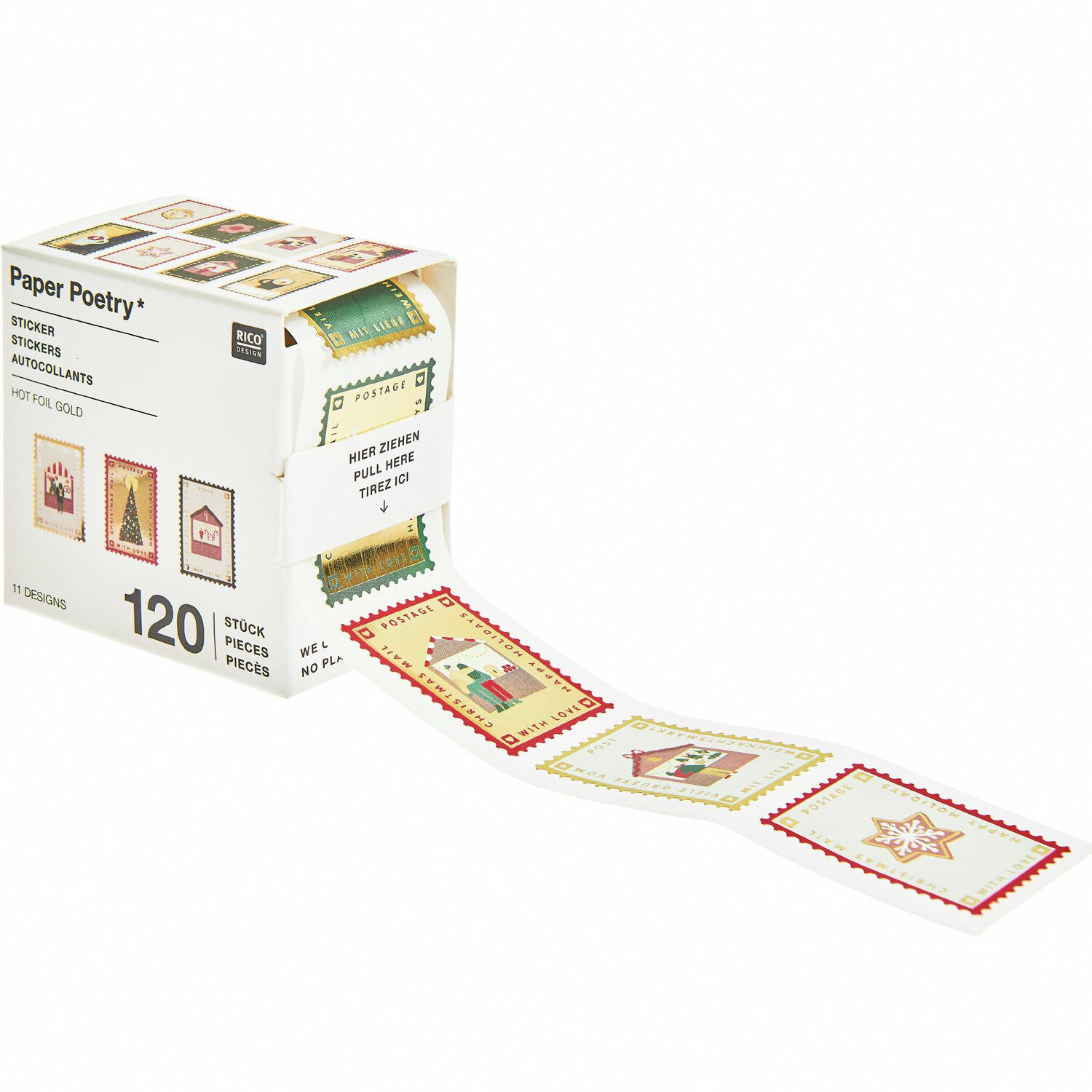 Rico Design Aufkleber Briefmarken Weihnachtspost, 120 Stück