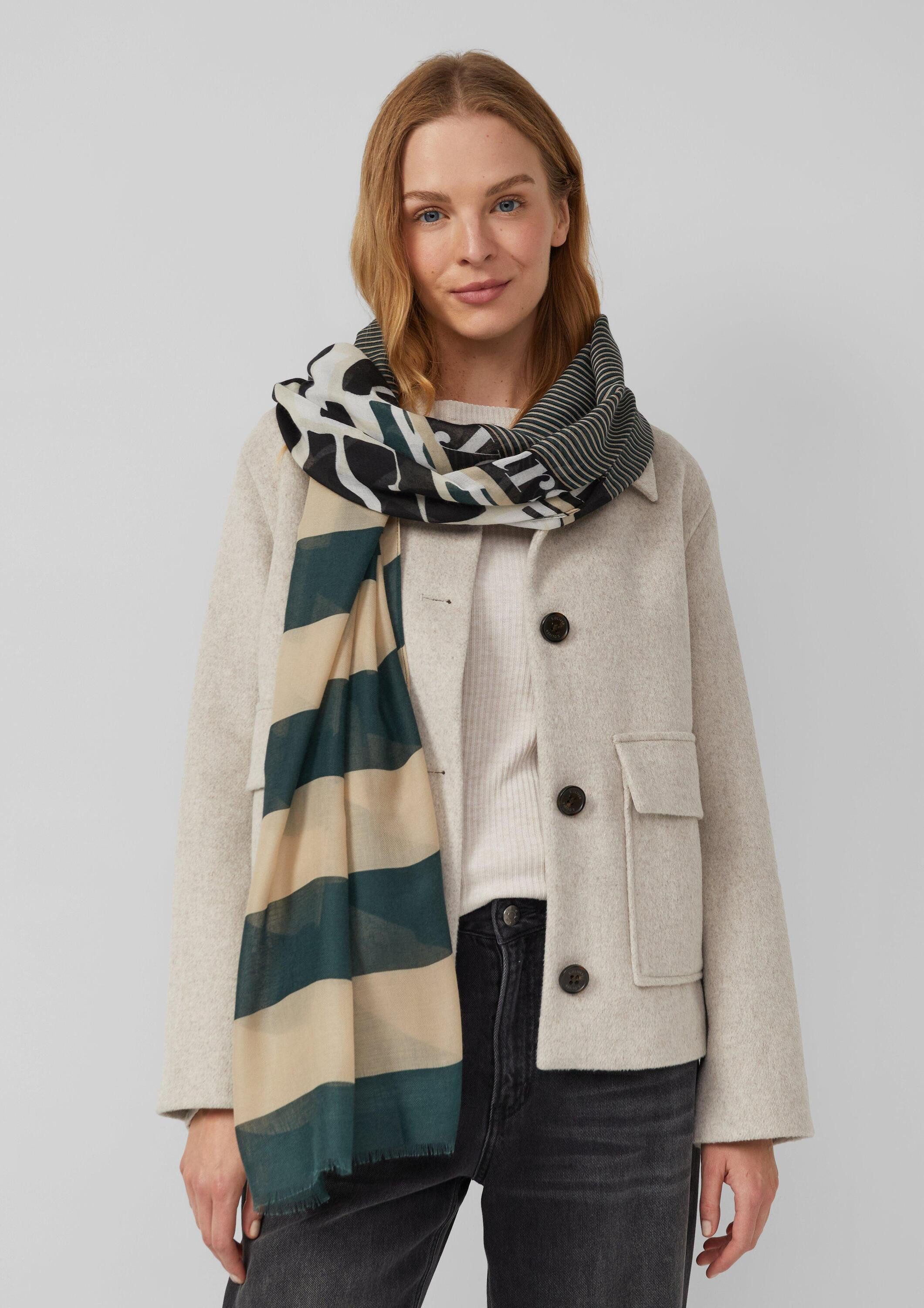 s.Oliver Schal Tuch, Schal mit Streifen-Artwork günstig online kaufen