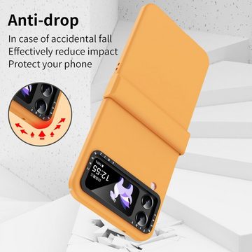 Wigento Handyhülle Für Samsung Galaxy Z Flip4 Handyhülle Orange Schutz Cover Handy Tasche