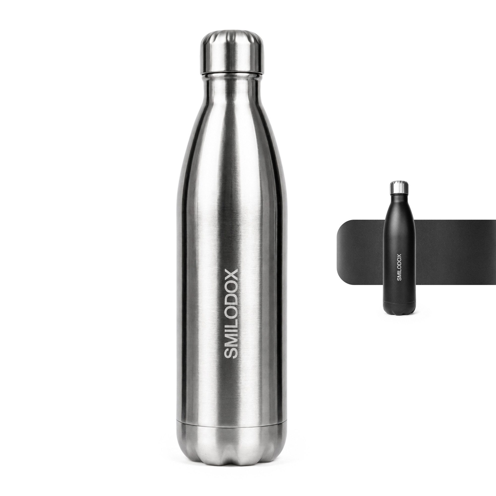 Smilodox Trinkflasche Sveltis, 750ml Edelstahl Thermoflasche, BPA-frei, 100% Auslaufsicher, Schlanke Form, Edelstahl, Thermofunktion, für Büro, Gym & Alltag