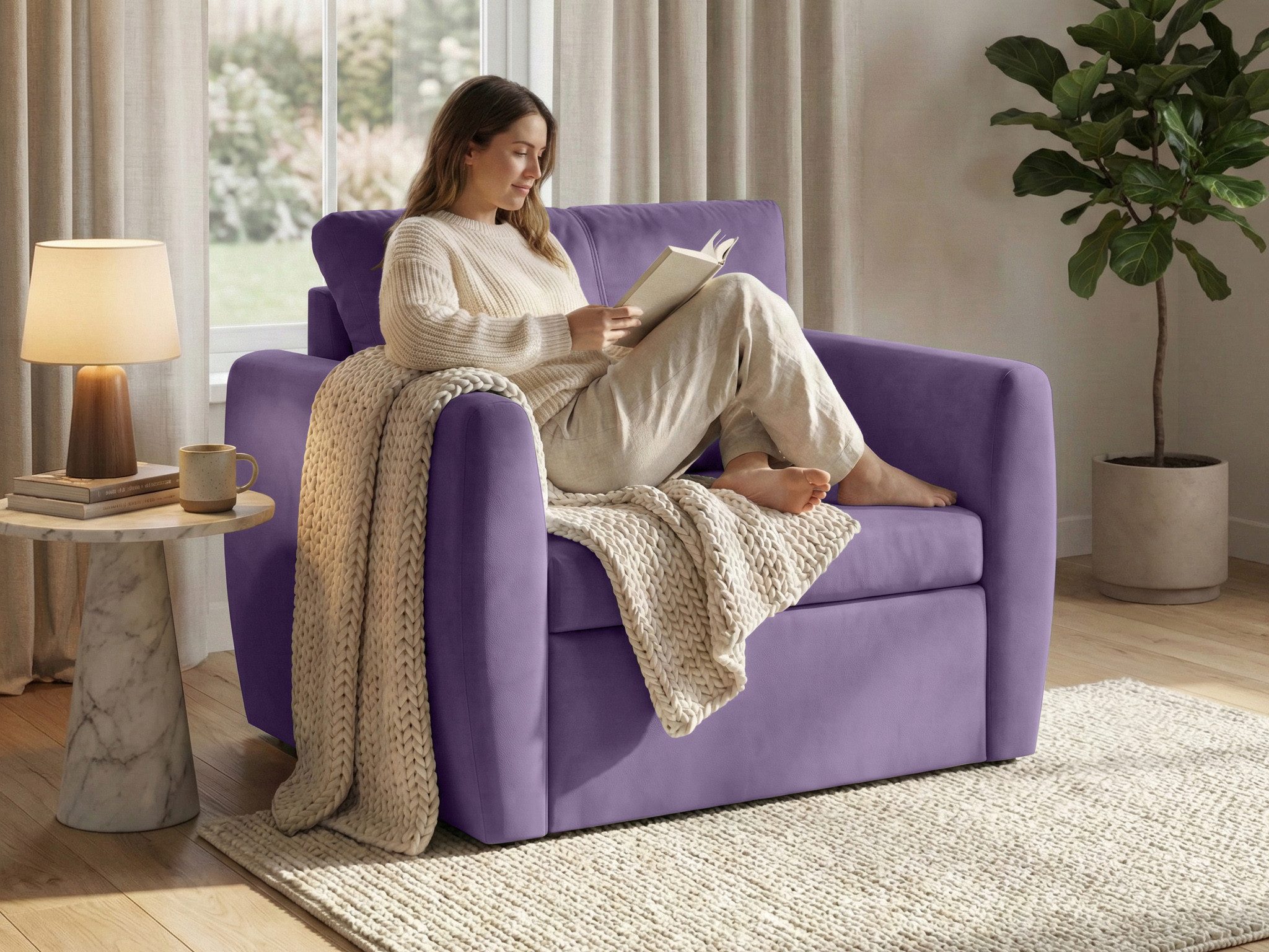 Beautysofa Relaxsessel KAMEL mit Schlaffunktion und Bettkasten (freistehend, kompakter Schlafsessel für Wohnzimmer & Gästezimmer, Velours TRINITY), Schlafsessel ausklappbar, moderner Sessel mit Liegefläche 188x82 cm