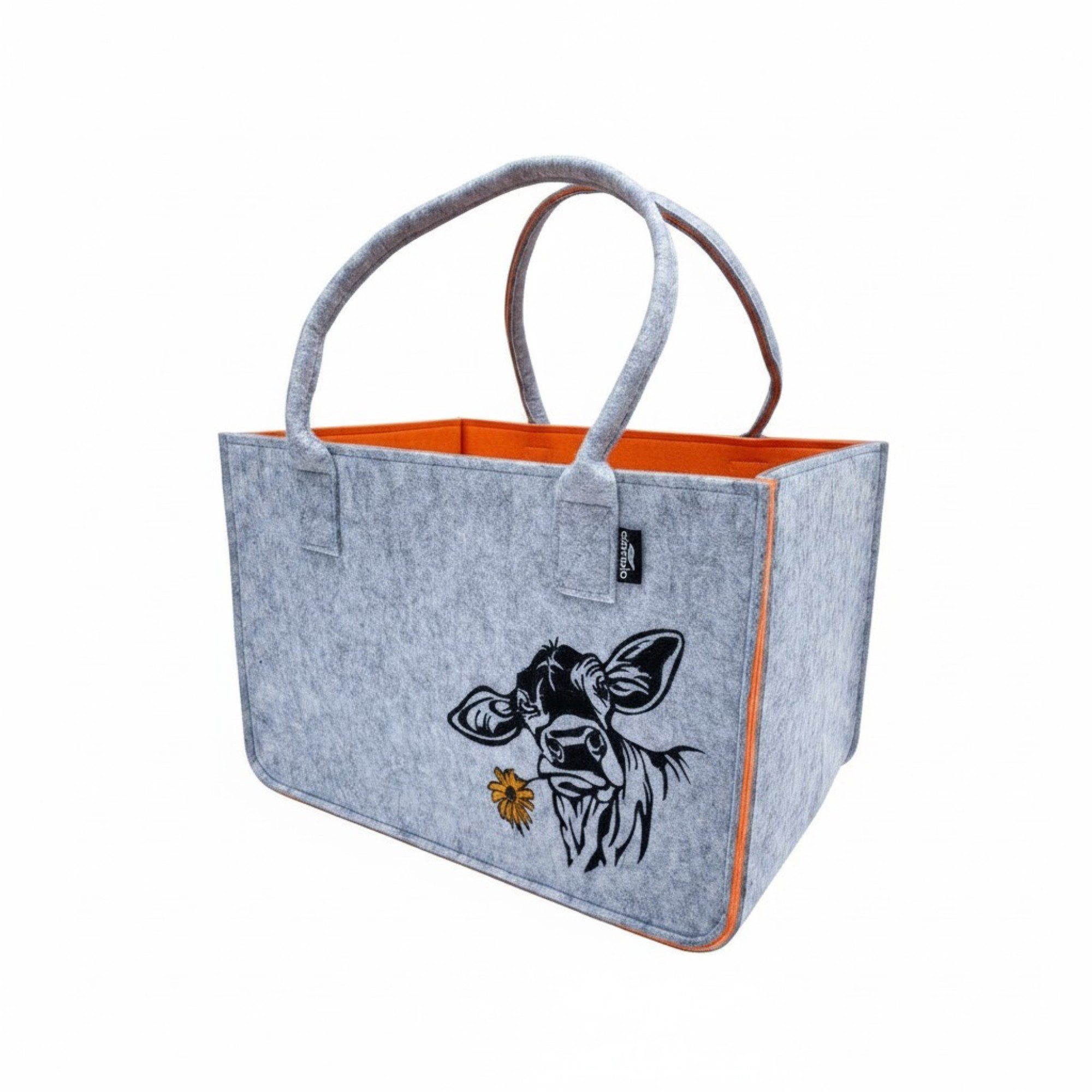 Tragetasche Shopper Filz Einkaufstasche COW mit Henkel