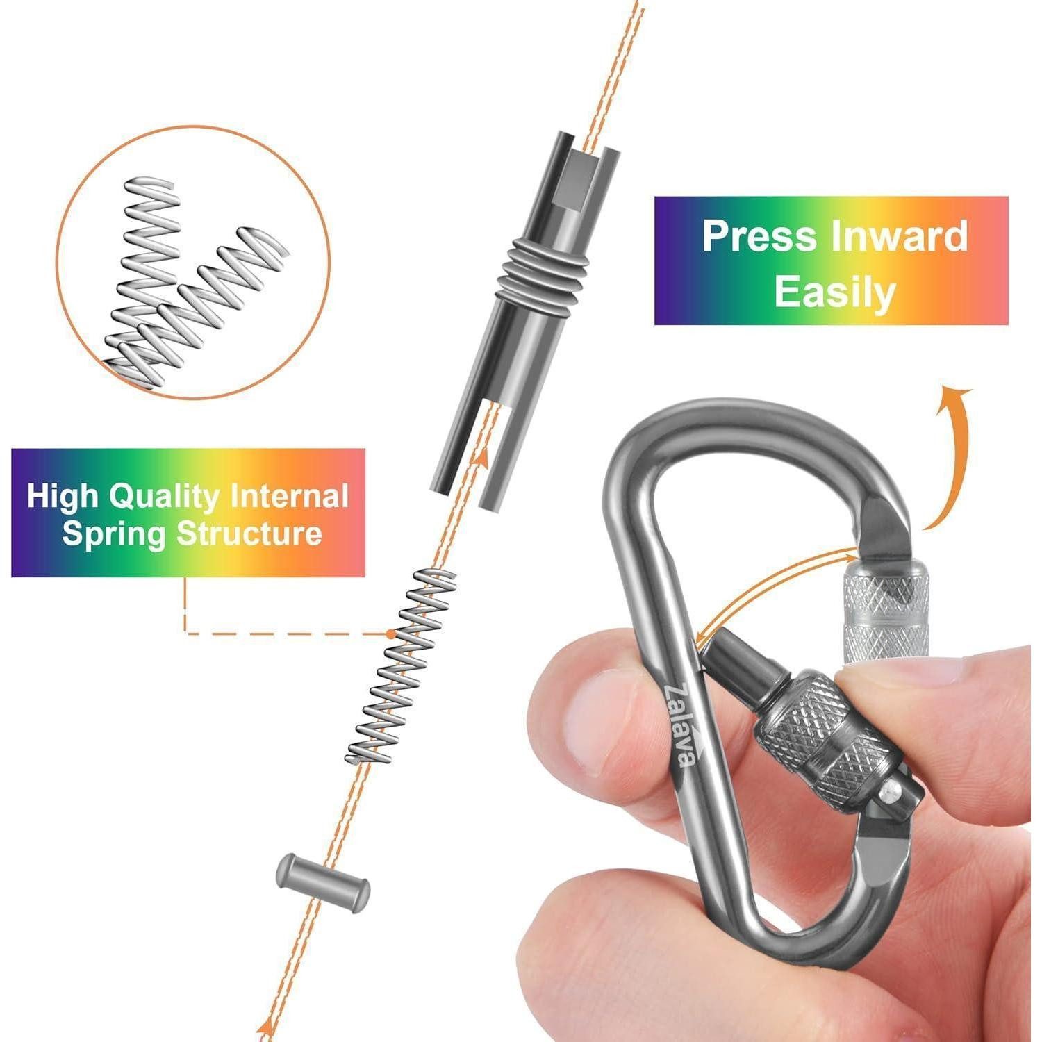 LuxusKollektion Karabiner Mini Karabiner Schlüsselanhänger 6er Set Aluminium 6cm Camping Angeln