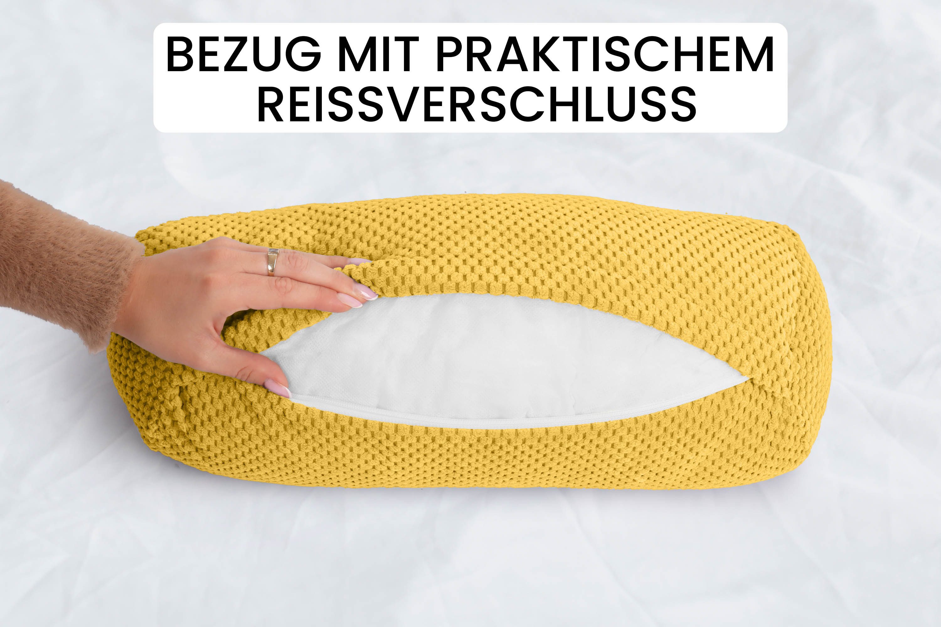 Amilian Nackenrolle 15x40 cm Nackenrollenbezug & Bettrolle - weiche Kissenrolle XXL, Kissen mit Bezug, Bettrolle mit abnehmbarem Bezug, abnehmbar, formstabil, waschbar 30°C