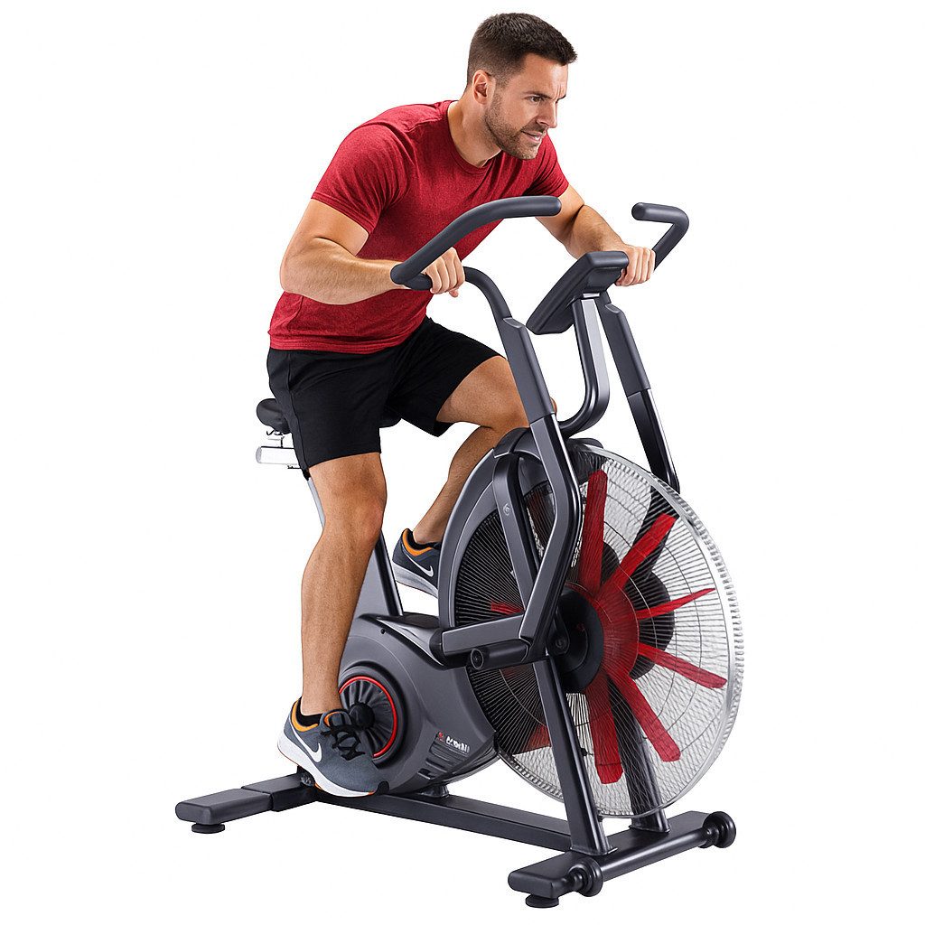 AsVIVA Air Bike F1 Pro Cardio-Crossfit, Luftwiderstand, Komfortsitz verstellbar, Long-Live Pedale