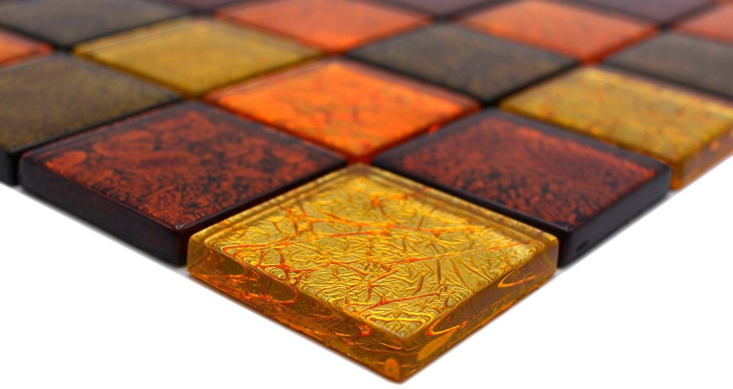 Crystal Matten braun Glasmosaik Mosaik / gold Mosaikfliesen Mosani orange glänzend 10