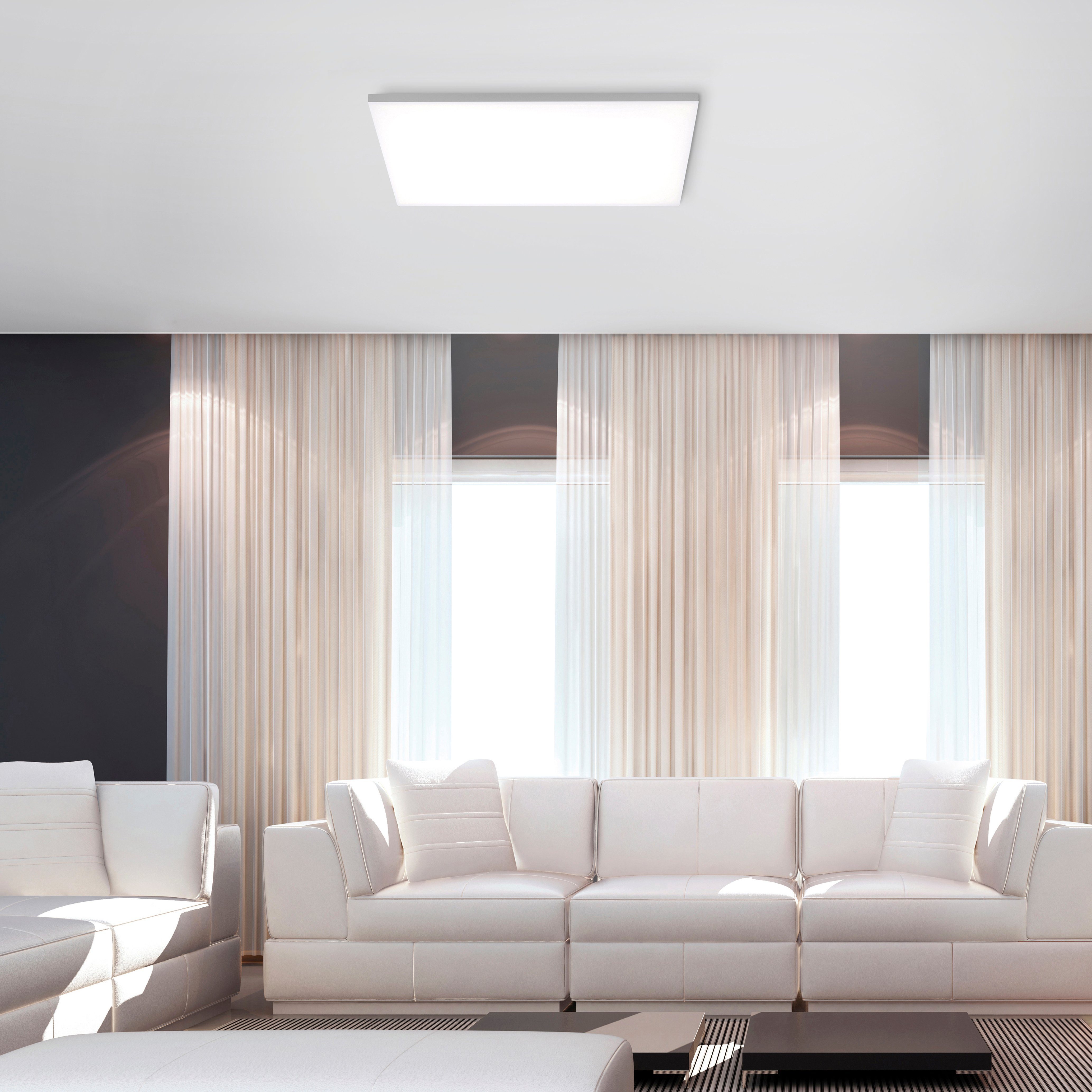 JUST LIGHT Leuchten Direkt Fernbedienung, Deckenleuchte integriert, kaltweiß, Infrarot warmweiß fähig white, Smarthome fest - RGB+tunable LED Ls-FLAT, inkl