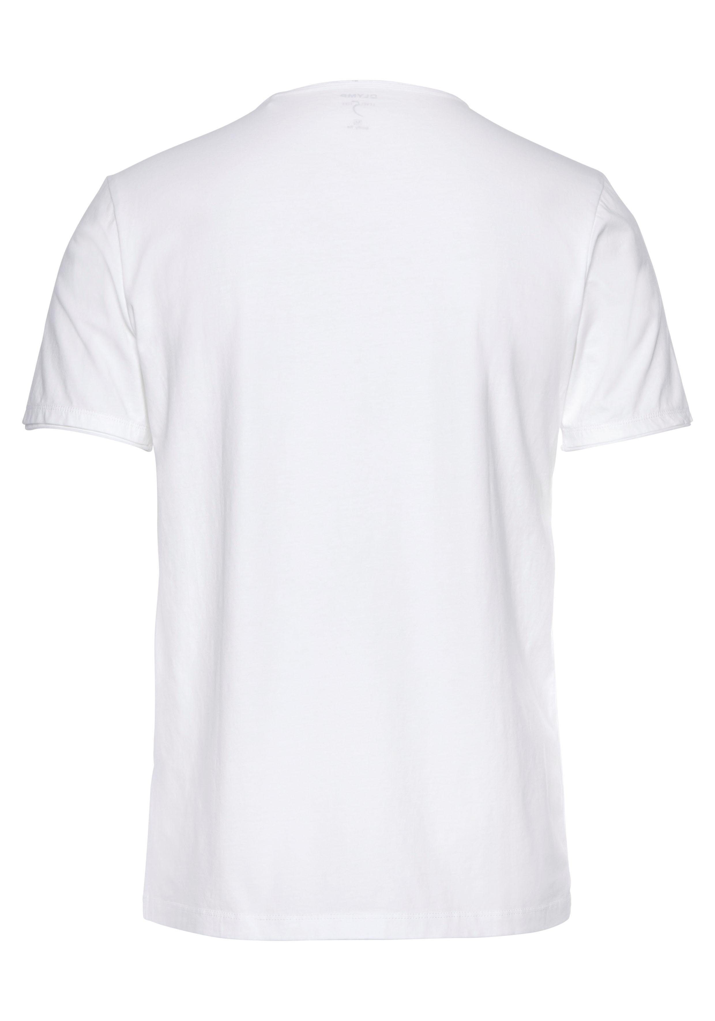 OLYMP T-Shirt Level Five body fit Jersey weiß aus feinem