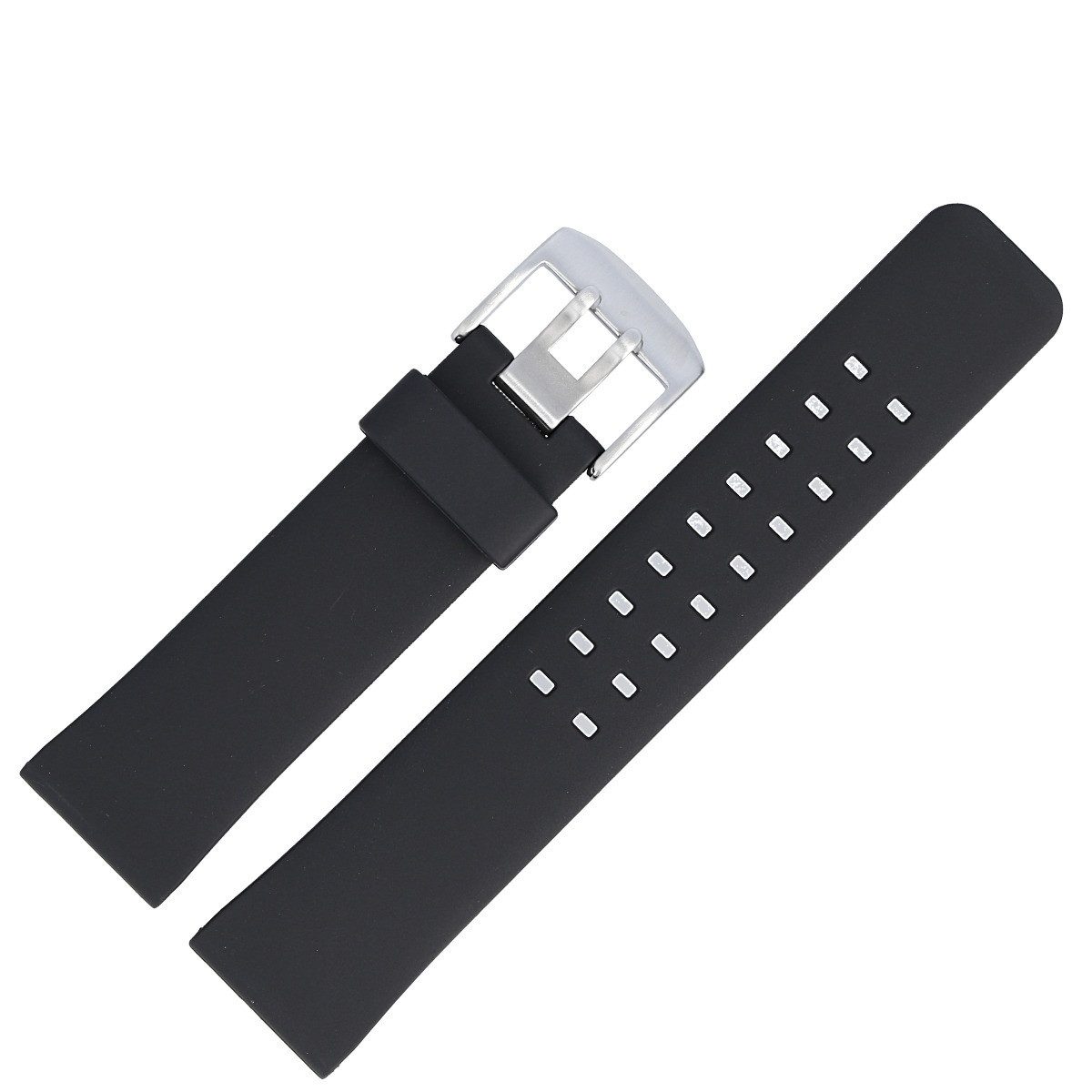 MARBURGER Uhrenarmband 24mm Kunststoff PU XL Extra Lang Schwarz