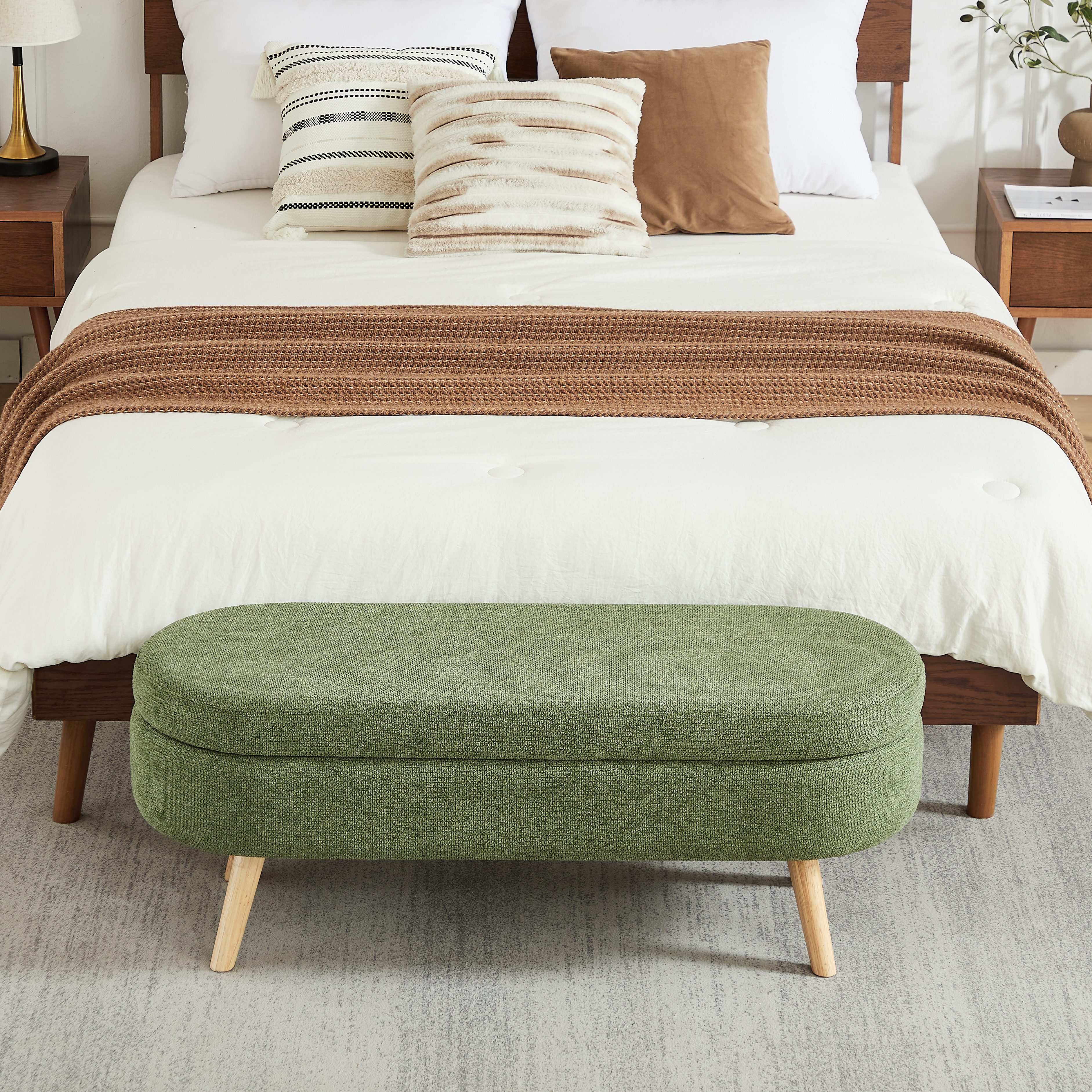 OKWISH Sitzbank für Schlafzimmer, Flur oder Wohnzimmer (110 cm lange moderne Bank mit Chenille-Bezug, 1-St., 110*40*42cm)
