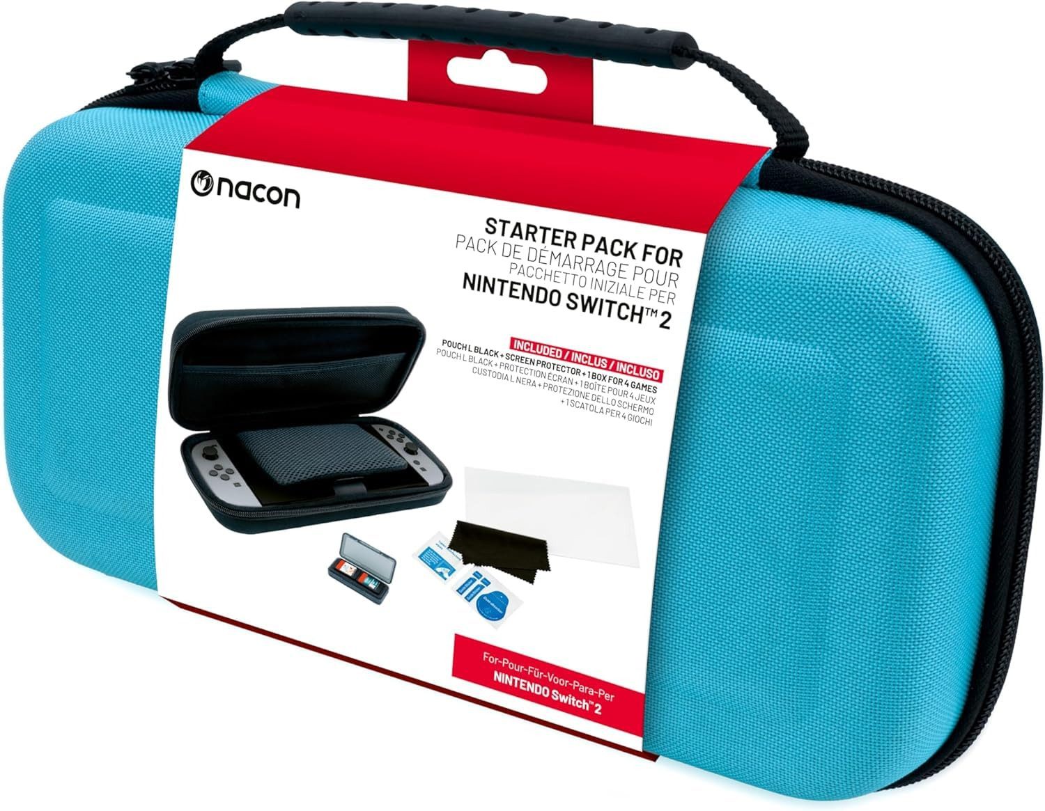 nacon Tragetasche Nintendo Switch 2 Essential Pack Blau, Schützt und organisiert die Nintendo Switch 2 Konsole und Zubehör