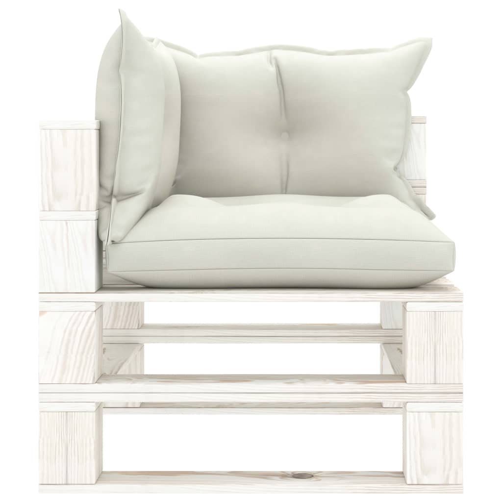 vidaXL Loungesofa Garten-Palettensofa 2-Sitzer Teile in mit Weiß 1 Beige Kissen Holz, Beige