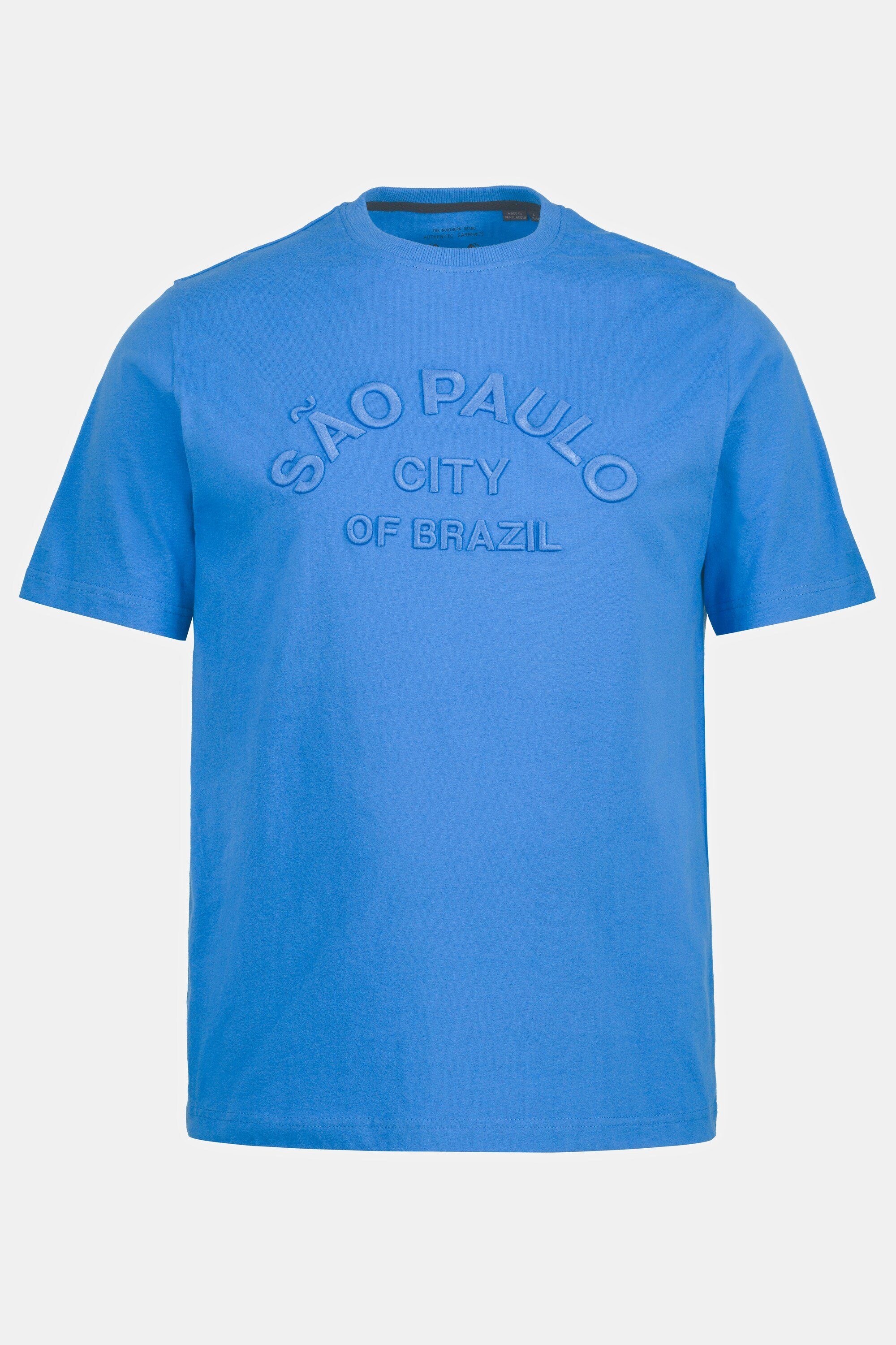 Halbarm T-Shirt Rundhals blau JP1880 T-Shirt Stickerei