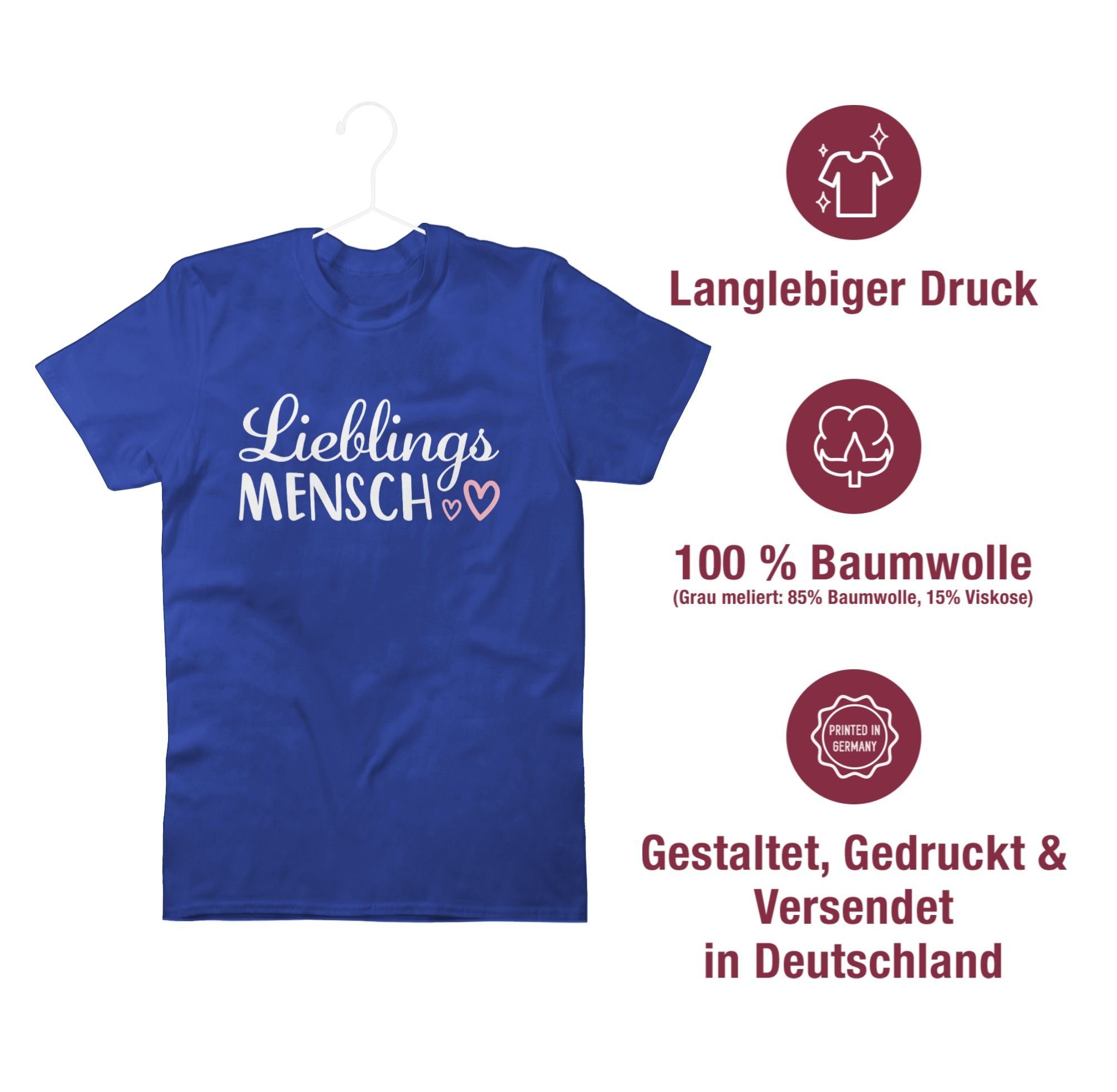 Shirtracer T-Shirt Lieblingsmensch Schriftzug Valentinstag Partner 02 Liebe Royalblau