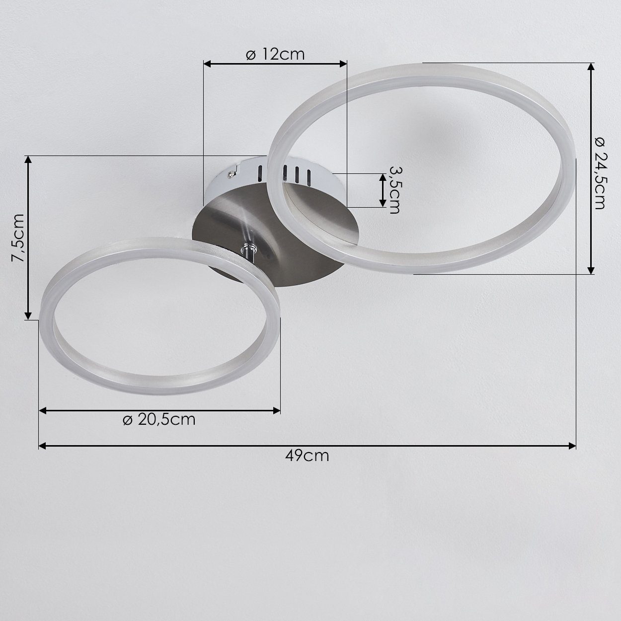 hofstein Deckenleuchte Lumen 3000 24 Watt, aus Nickel-matt, moderne Metall 2 in verstellbar), Ringen, mit Kelvin, 1300 (1 Leuchte Deckenlampe »Ravi«