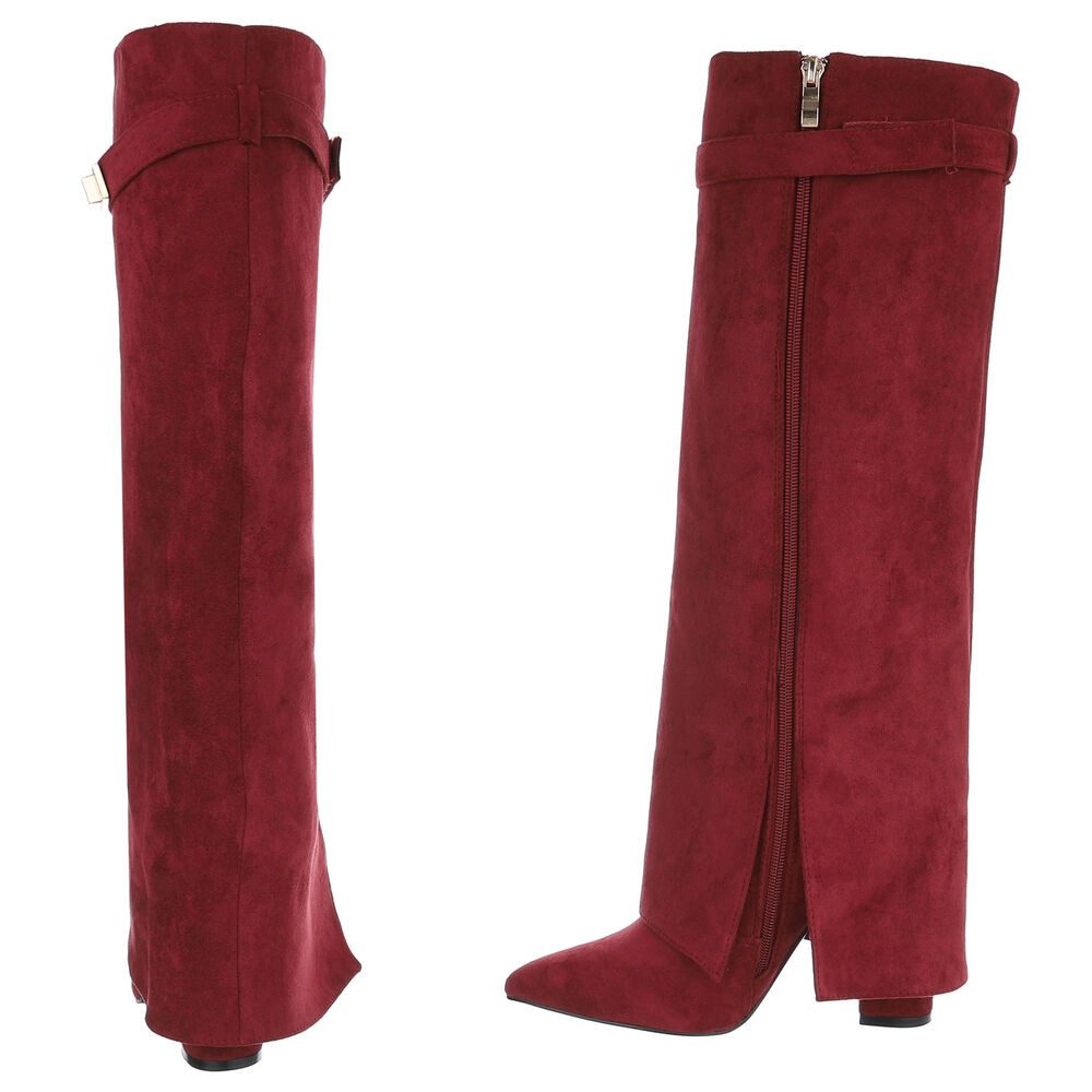 Ital-Design Elegante kniehohe Stiefelette mit Blockabsatz für Damen High-Heel-Stiefel – Bild 5 von 5