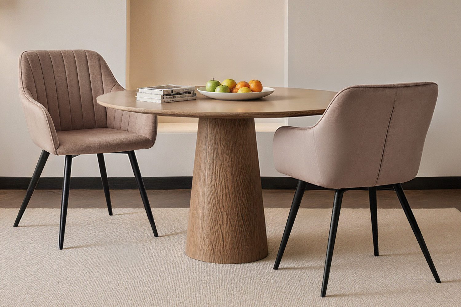 HOMAVO Esszimmerstuhl Stuhlset in Samt mit Armlehnen-modernen Design (2 St), Nach EN 12520 geprüft, mit Armlehnen, Metallbeinen, modernes Design