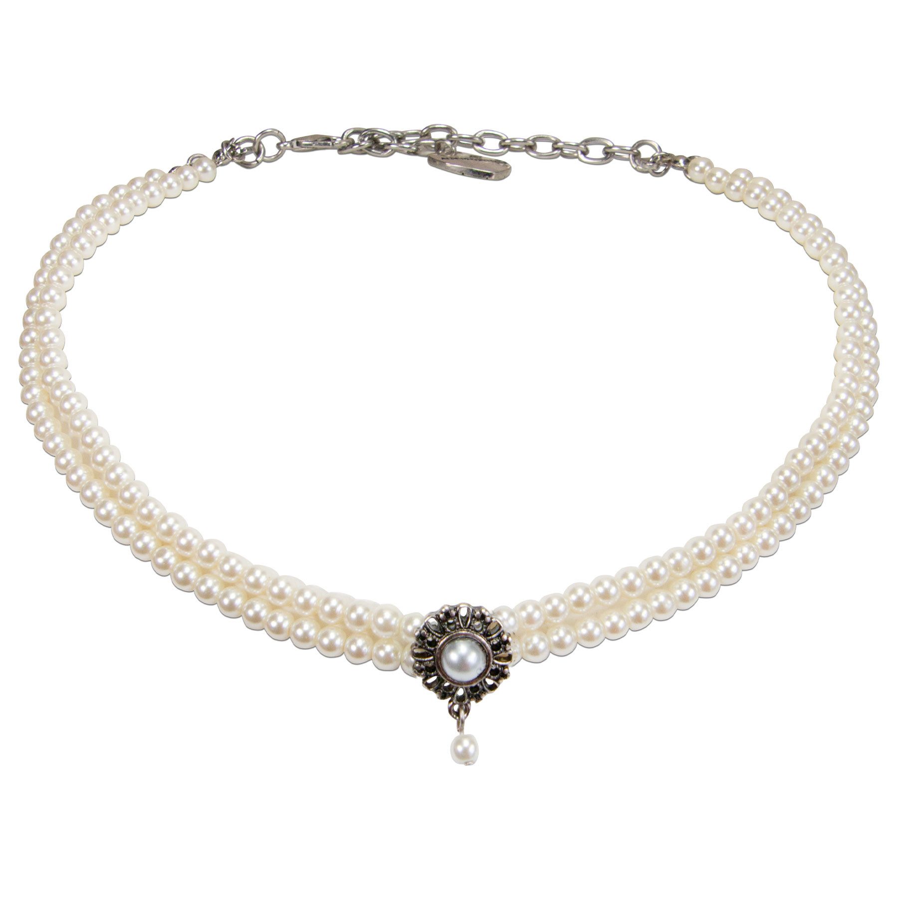 Alpenflüstern Collier Trachten Glamour-Kropfkette Helena (creme-weiß), - Perlen Halskette, Trachtenkette, eleganter Damen-Trachtenschmuck, Di