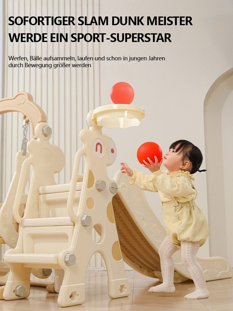 habeig Indoor Slide 4-in-1 Multifunctional Children's Slide with Swing, Foldable, Extremely Stable