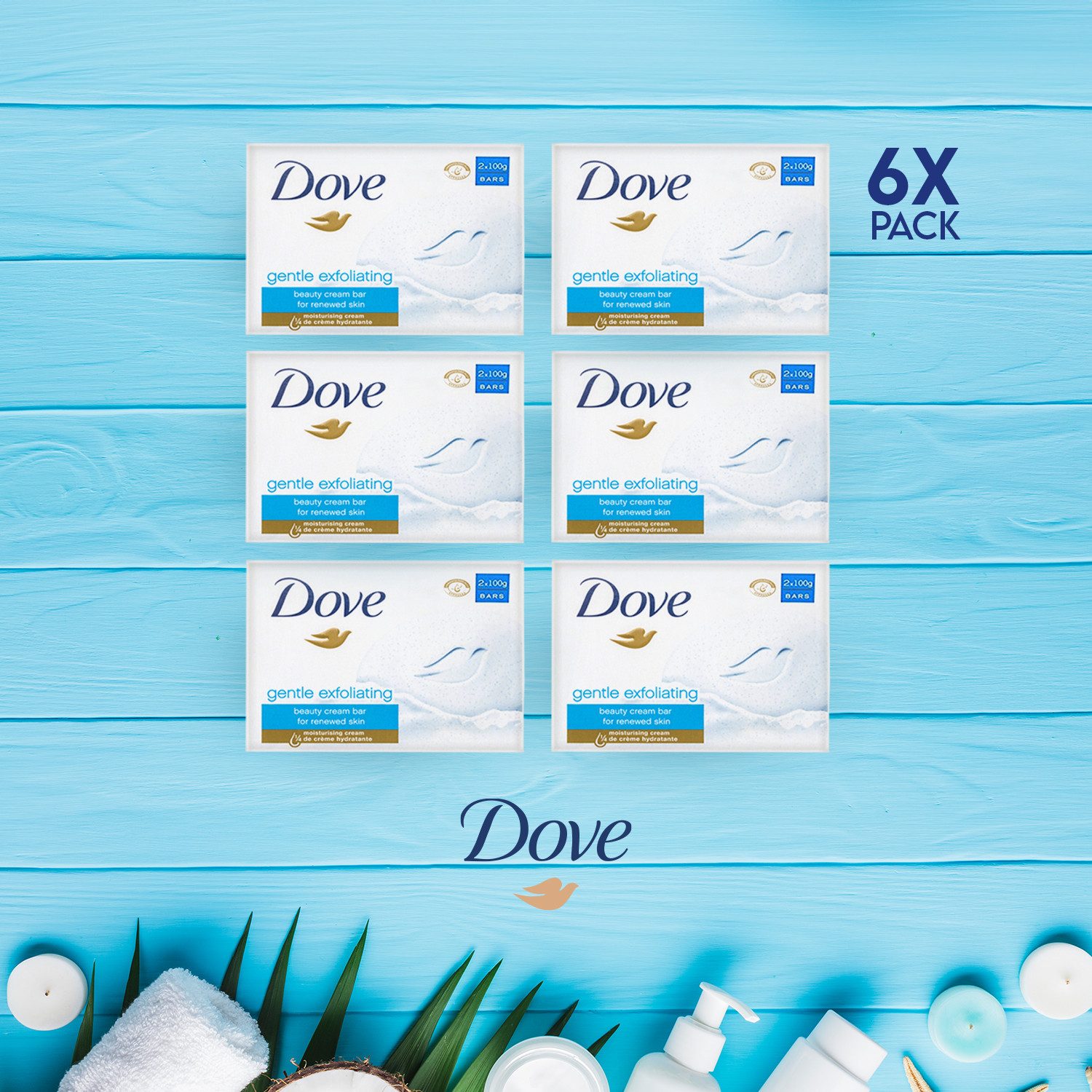 DOVE / UNILEVER Gesichtsseife Dove Seifenstück Gentle - feuchtigkeitsspendend und erfrischend, 6-tlg., Dove Seifen feuchte und weiche Haut den ganzen Tag
