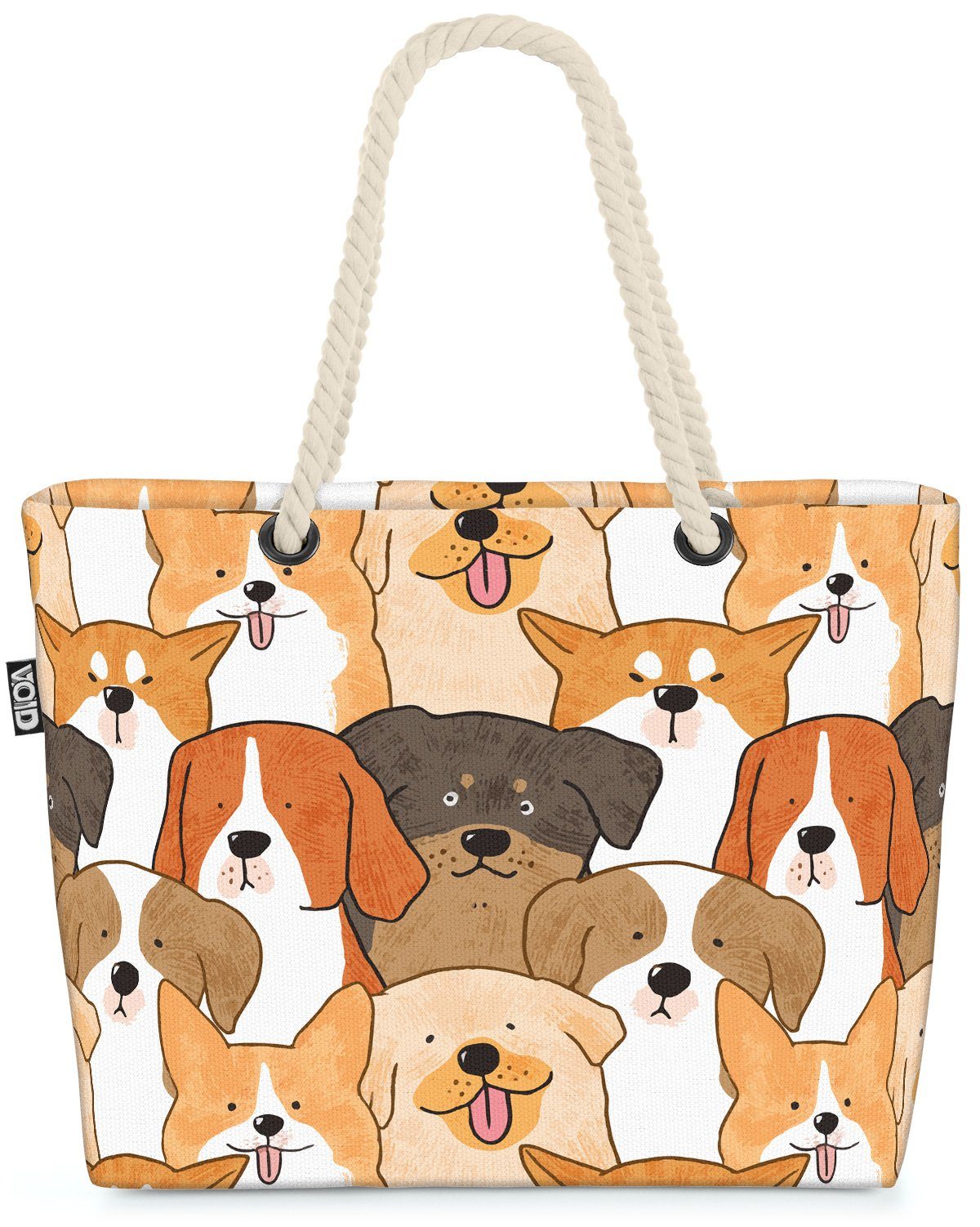 VOID Strandtasche (1-tlg), Hunde Grafik Bande Rasse Kinder Haustier Comic Mops Züchten Hundefutt | Strandtaschen