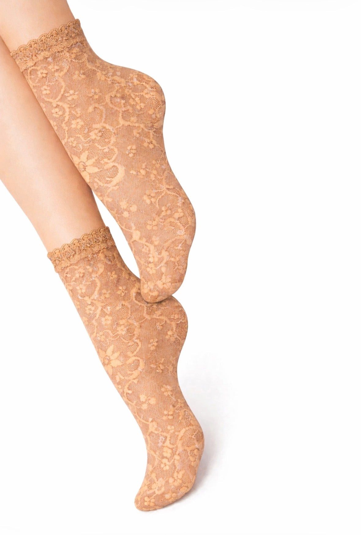 Lycille Feinsocken Spitzen-Söckchen – Transparente Damen Socken mit floralem Muster