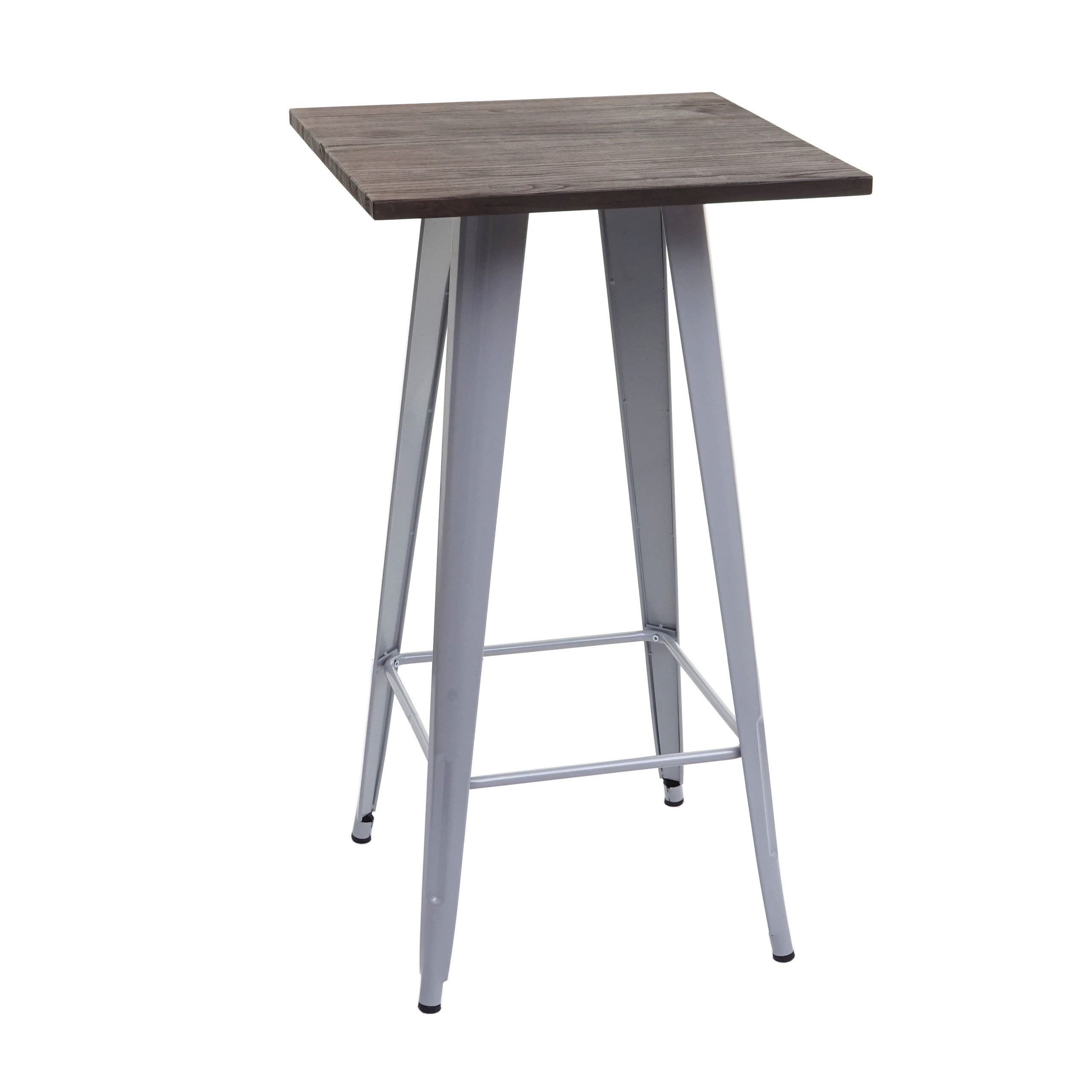 PROREGAL® Bistrotisch Stehtisch mit Holz-Tischplatte 107x60x60cm Metall Grau Bistrotisch