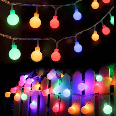 Alster Herz LED-Lichterkette Kugeln, Außen- und Innendekoration, LED, E0224, warmweiß oder bunt, für Garten Party Hochzeit Weihnachten, auch in bunt lieferbar