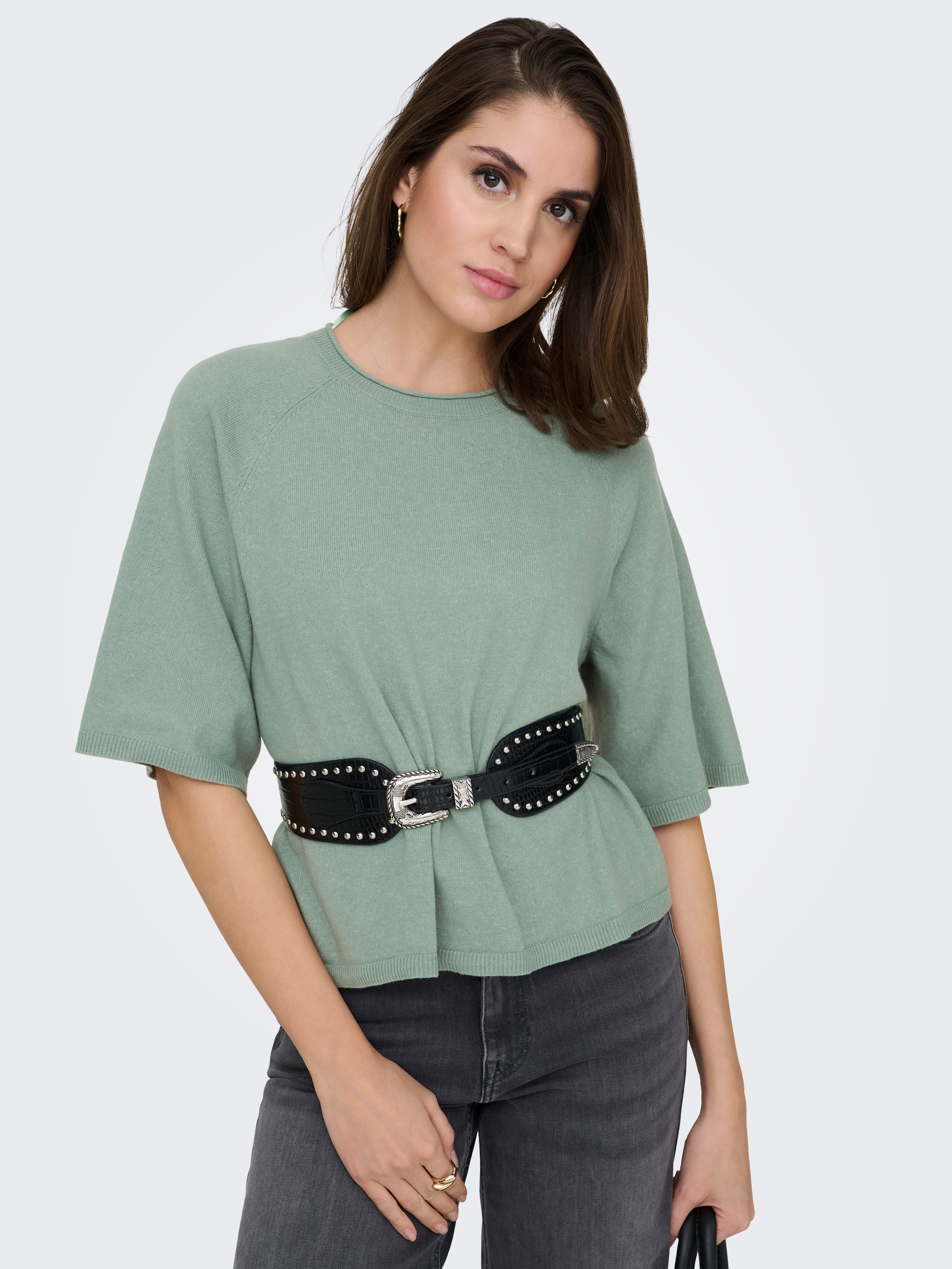 ONLY Rundhalspullover ONLLOYAL 2/4 O-NECK KNT NOOS mit Halbarm günstig online kaufen